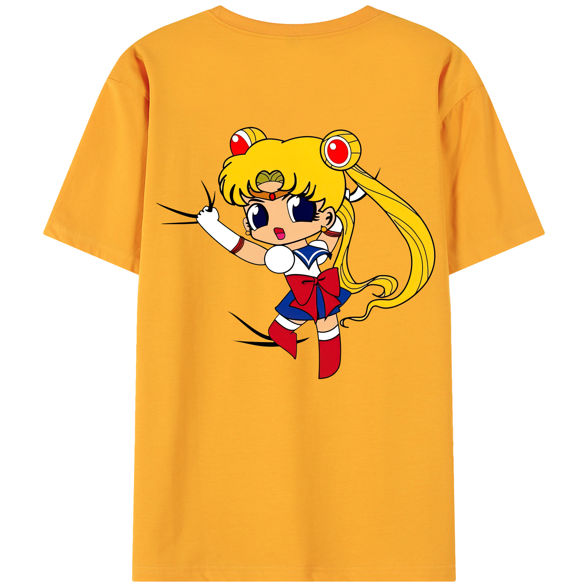 （画像用） 美少女戦士セーラームーン 月野 うさぎ つきの うさぎ Sailor Moon Tsukino Usagi 綿100％ メンズ半袖Tシャツ（バックプリント） 通気性