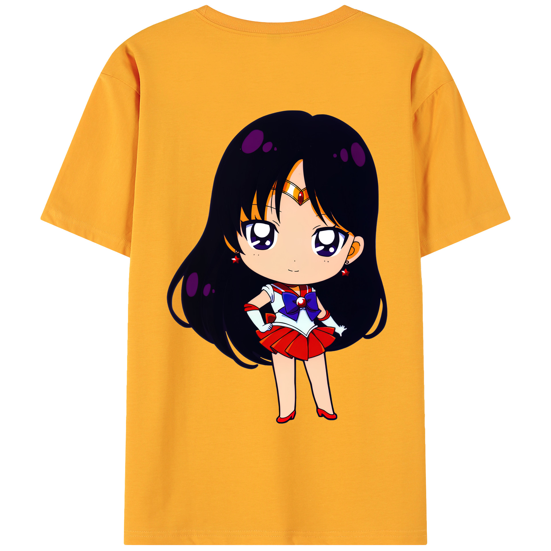 （画像用） 美少女戦士セーラームーン 火野レイ ひの レイ Sailor Moon Hino Rei （セーラーマーズ,Sailor Mars） 綿100％ メンズ半袖Tシャツ（バックプリント） 通気性