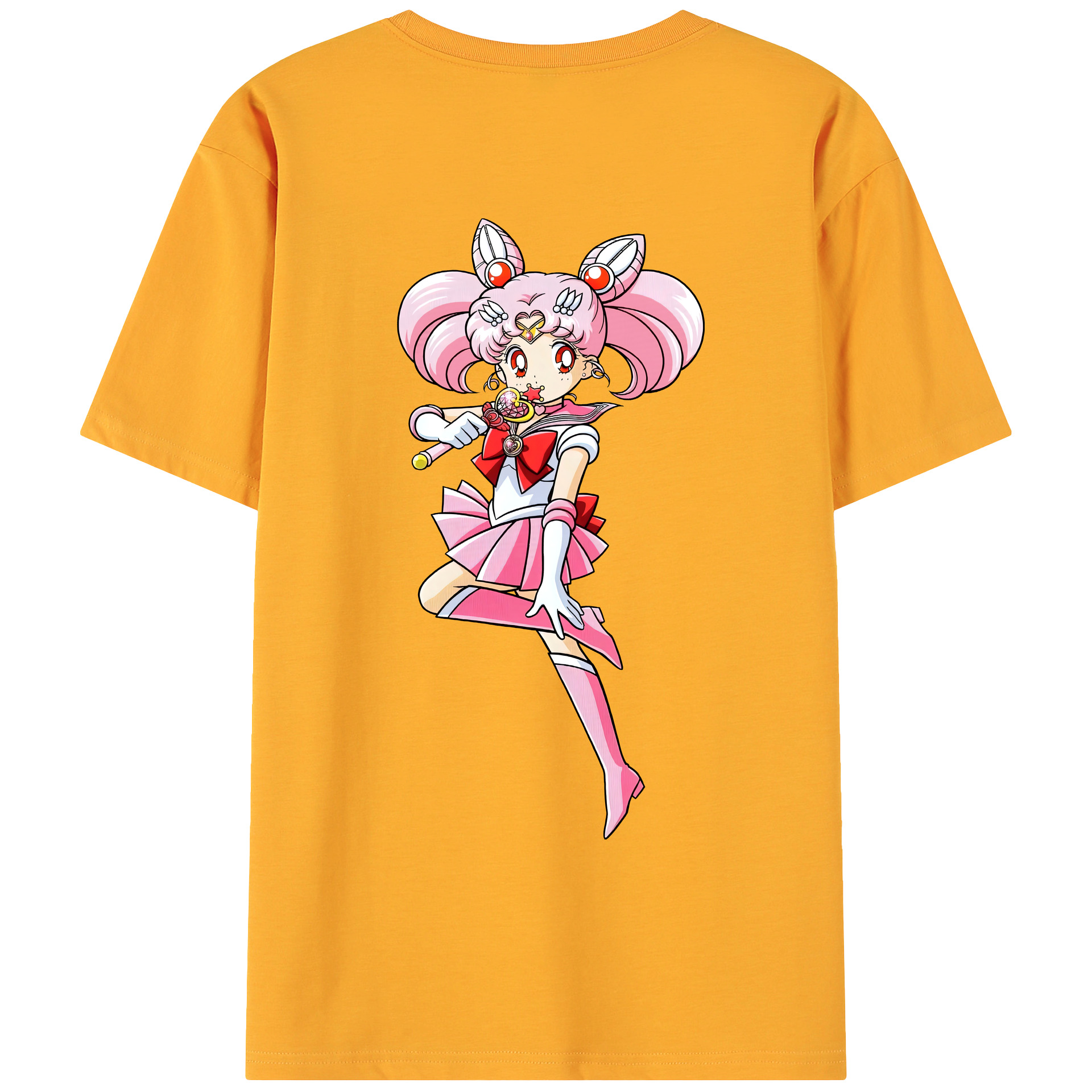 （画像用） 美少女戦士セーラームーン ちびうさ Sailor Moon Chibiusa Tsukino Usagi Small Lady Serenity 綿100％ メンズ半袖Tシャツ（バックプリント） 通気性