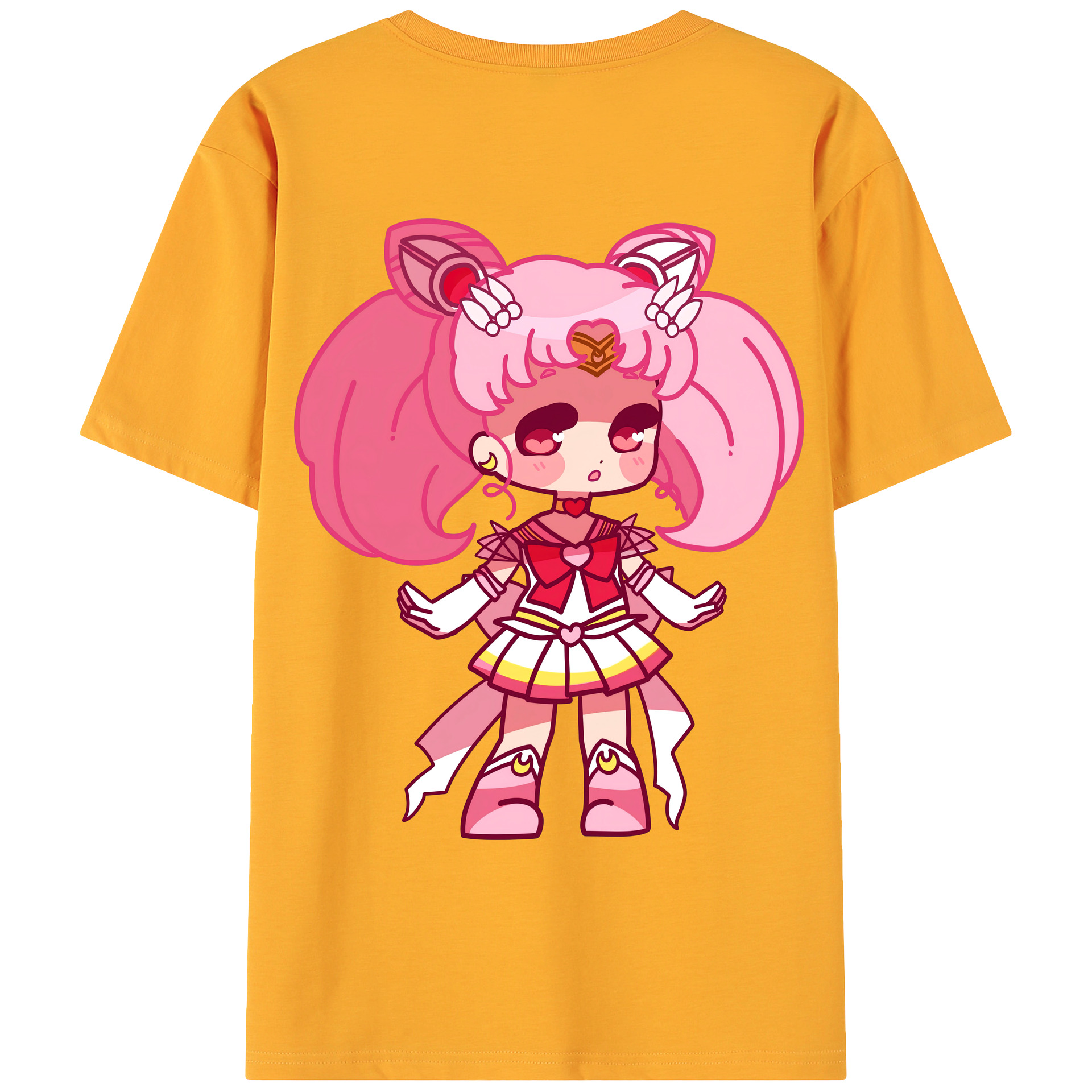 （画像用） 美少女戦士セーラームーン ちびうさ Sailor Moon Chibiusa Tsukino Usagi Small Lady Serenity 綿100％ メンズ半袖Tシャツ（バックプリント） 通気性