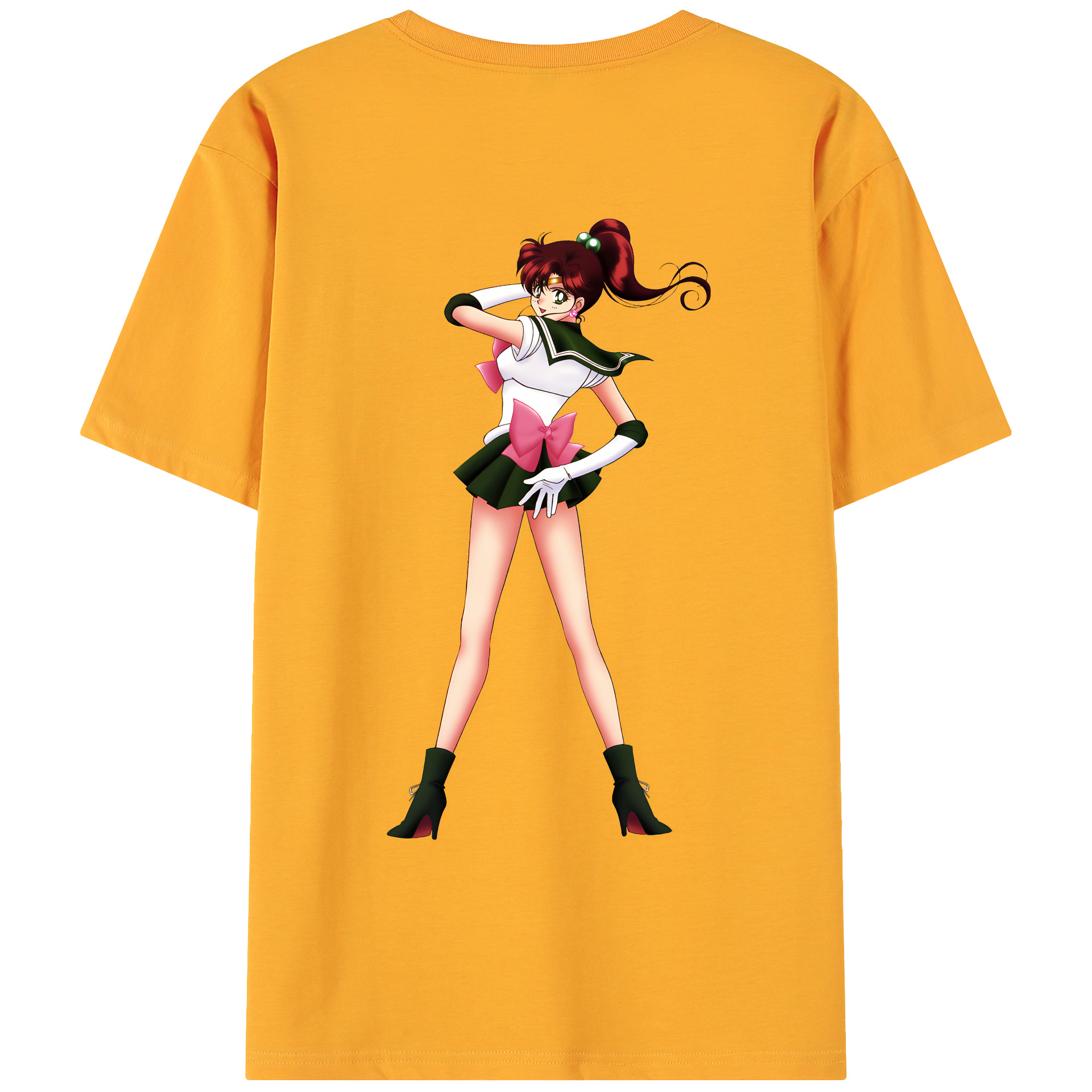 （画像用） 美少女戦士セーラームーン 木野 まこと きの まこと Sailor Moon Kino Makoto （セーラージュピター；Sailor Jupiter） 綿100％ メンズ半袖Tシャツ（バックプリント） 通気性