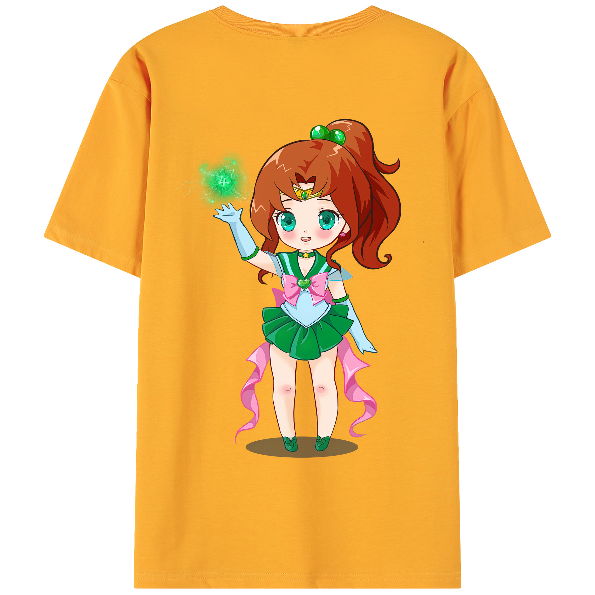 （画像用） 美少女戦士セーラームーン 木野 まこと きの まこと Sailor Moon Kino Makoto （セーラージュピター；Sailor Jupiter） 綿100％ メンズ半袖Tシャツ（バックプリント） 通気性