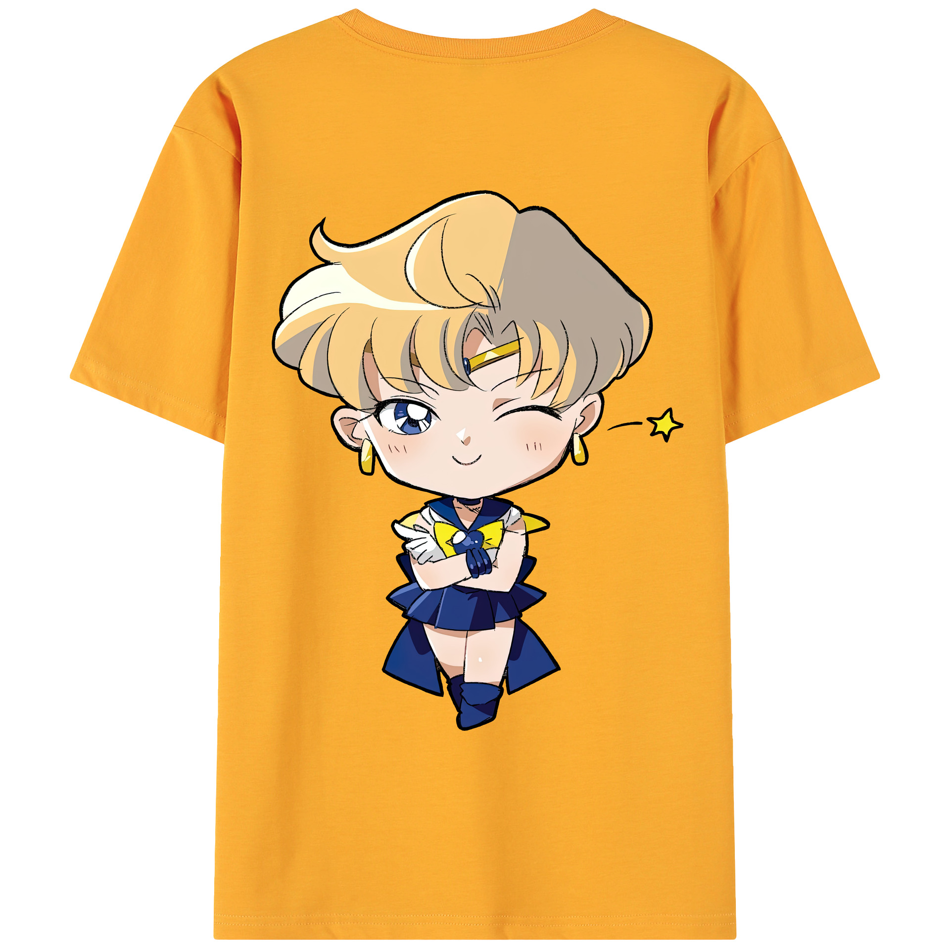 （画像用） 美少女戦士セーラームーン 天王はるか Sailor Moon Tenoh Haruka 綿100％ メンズ半袖Tシャツ（バックプリント） 通気性