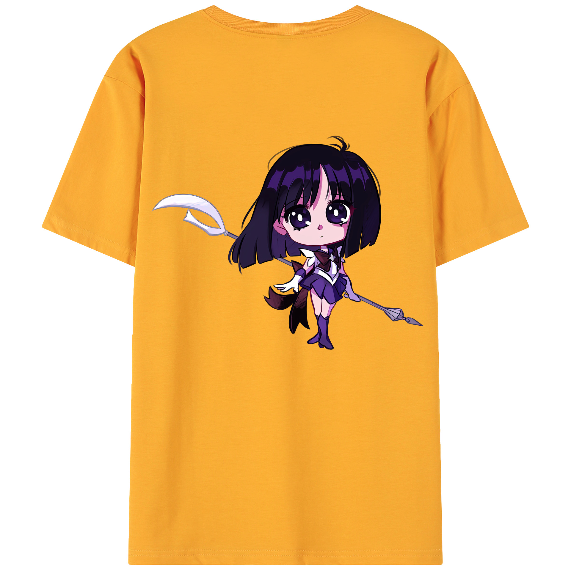 （画像用） 美少女戦士セーラームーン 土萠ほたる Sailor Moon Tomoe Hotaru （セーラーサターン；Sailor Saturn） 綿100％ メンズ半袖Tシャツ（バックプリント） 通気性