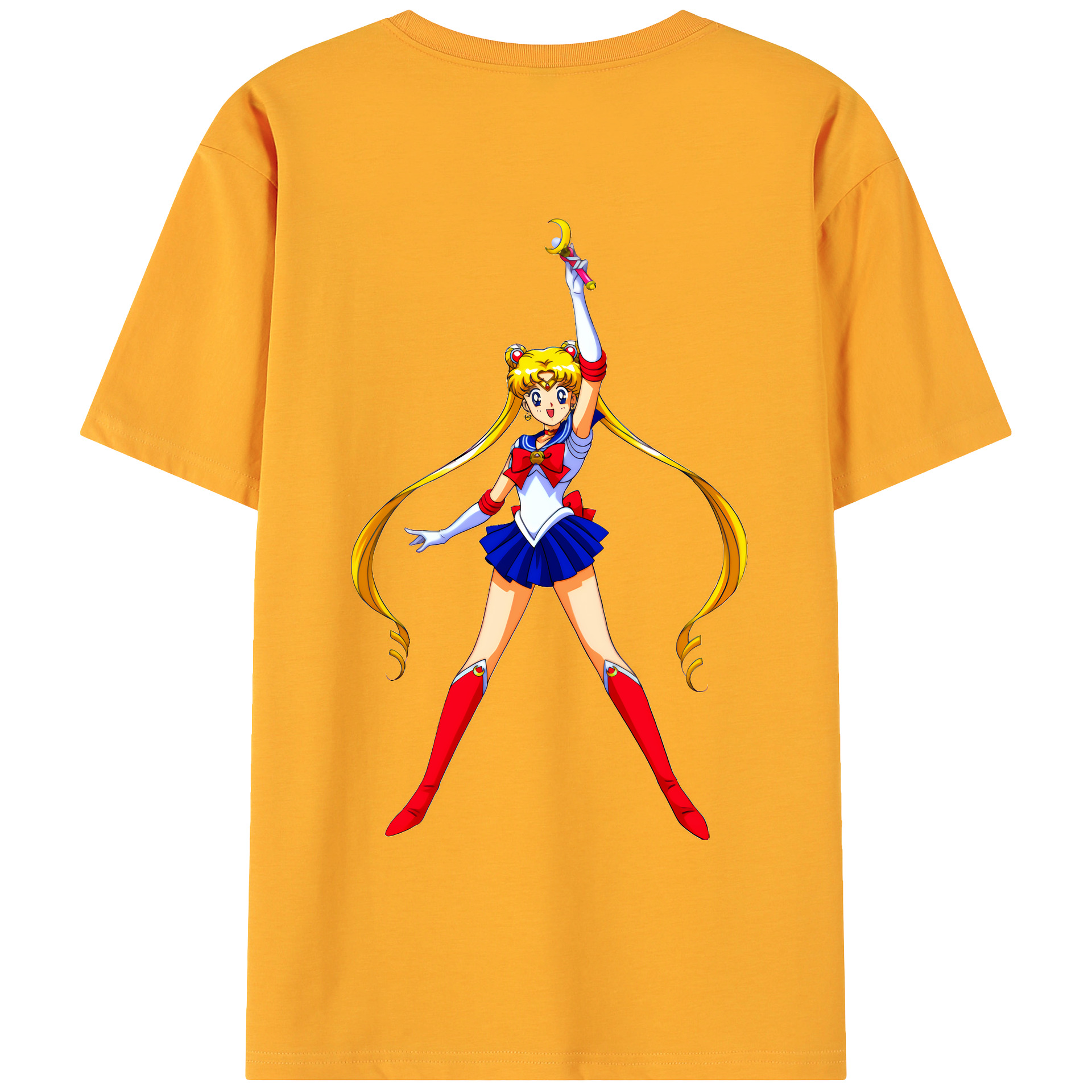 （画像用） 美少女戦士セーラームーン 月野 うさぎ つきの うさぎ Sailor Moon Tsukino Usagi 綿100％ メンズ半袖Tシャツ（バックプリント） 通気性