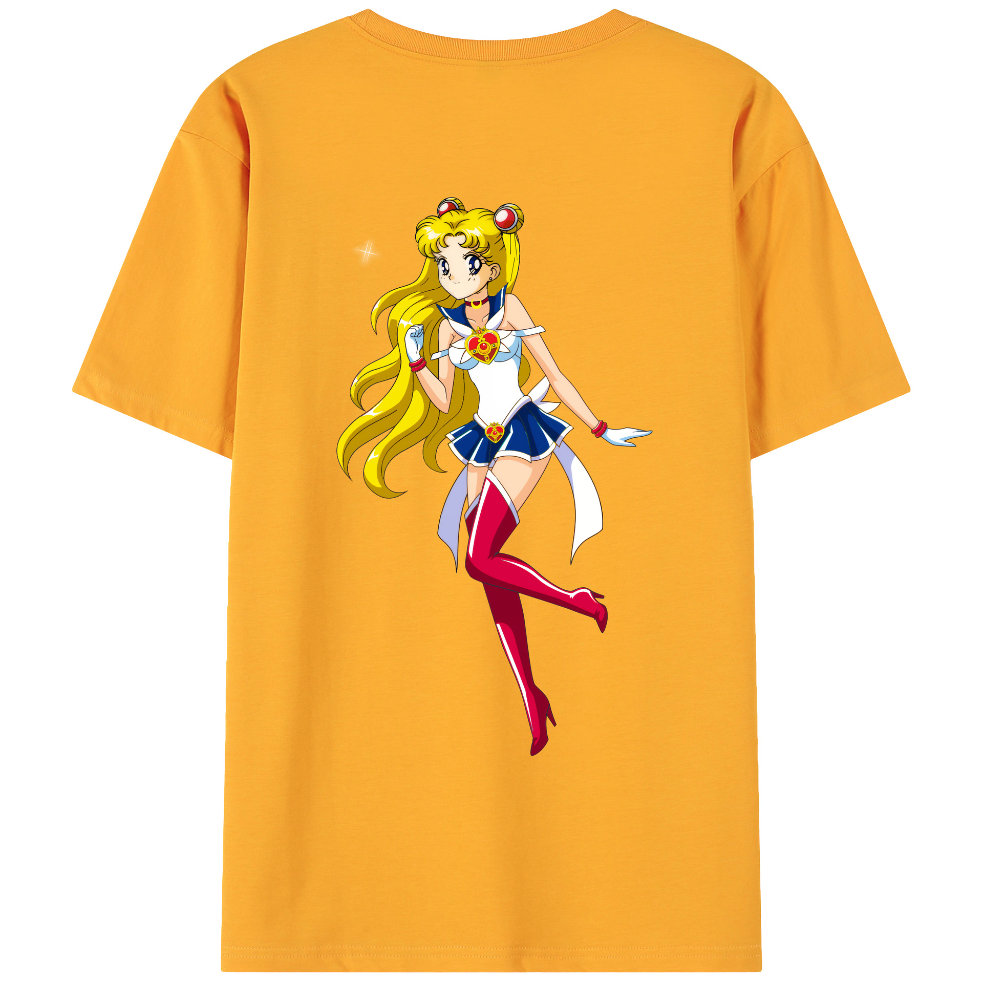 （画像用） 美少女戦士セーラームーン 月野 うさぎ つきの うさぎ Sailor Moon Tsukino Usagi 綿100％ メンズ半袖Tシャツ（バックプリント） 通気性