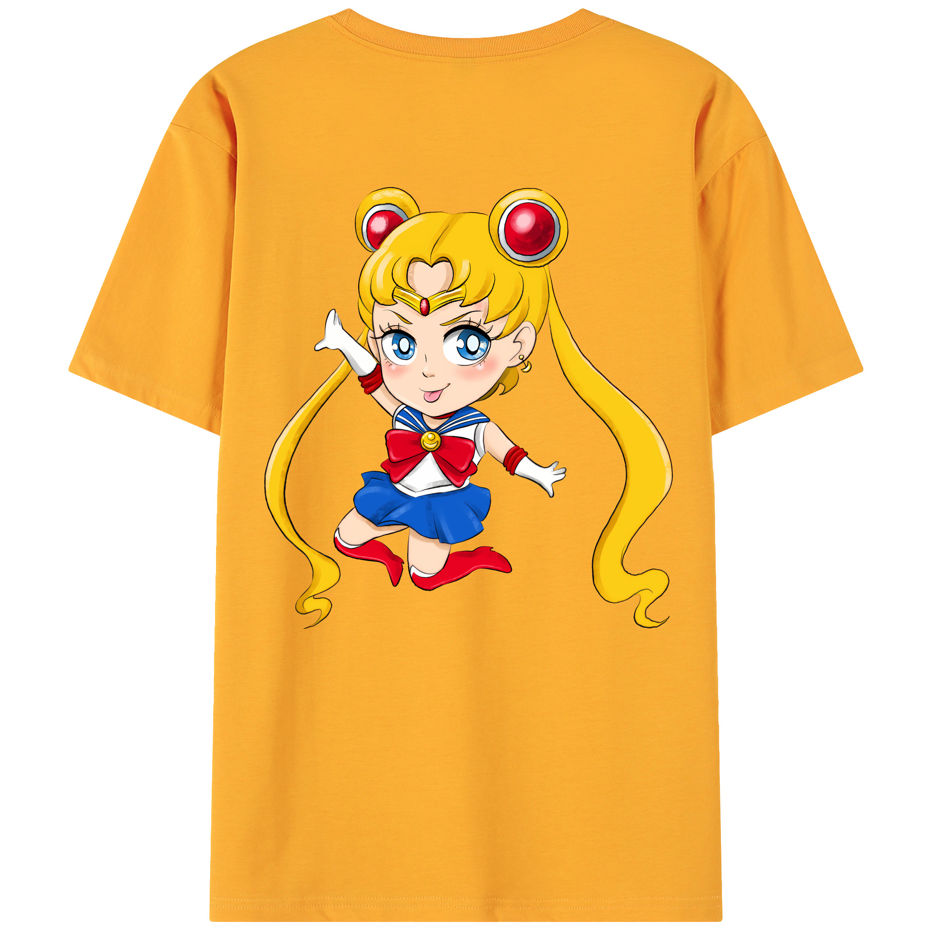 （画像用） 美少女戦士セーラームーン 月野 うさぎ つきの うさぎ Sailor Moon Tsukino Usagi 綿100％ メンズ半袖Tシャツ（バックプリント） 通気性