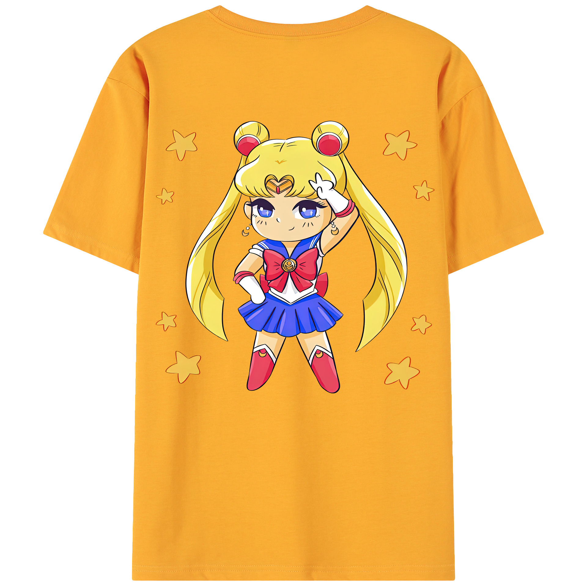 （画像用） 美少女戦士セーラームーン 月野 うさぎ つきの うさぎ Sailor Moon Tsukino Usagi 綿100％ メンズ半袖Tシャツ（バックプリント） 通気性