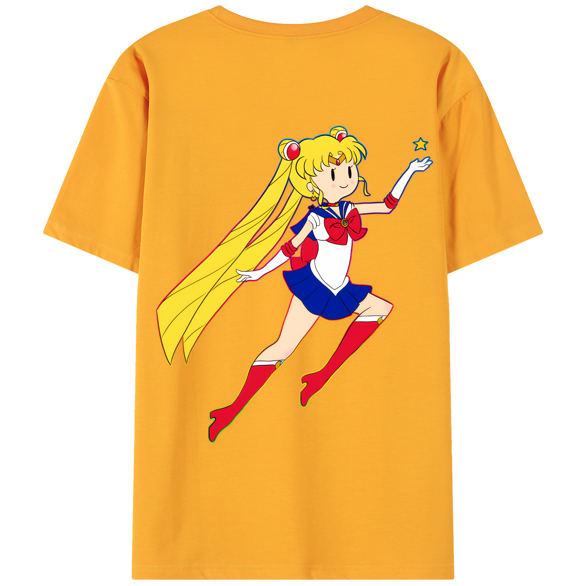 （画像用） 美少女戦士セーラームーン 月野 うさぎ つきの うさぎ Sailor Moon Tsukino Usagi 綿100％ メンズ半袖Tシャツ（バックプリント） 通気性