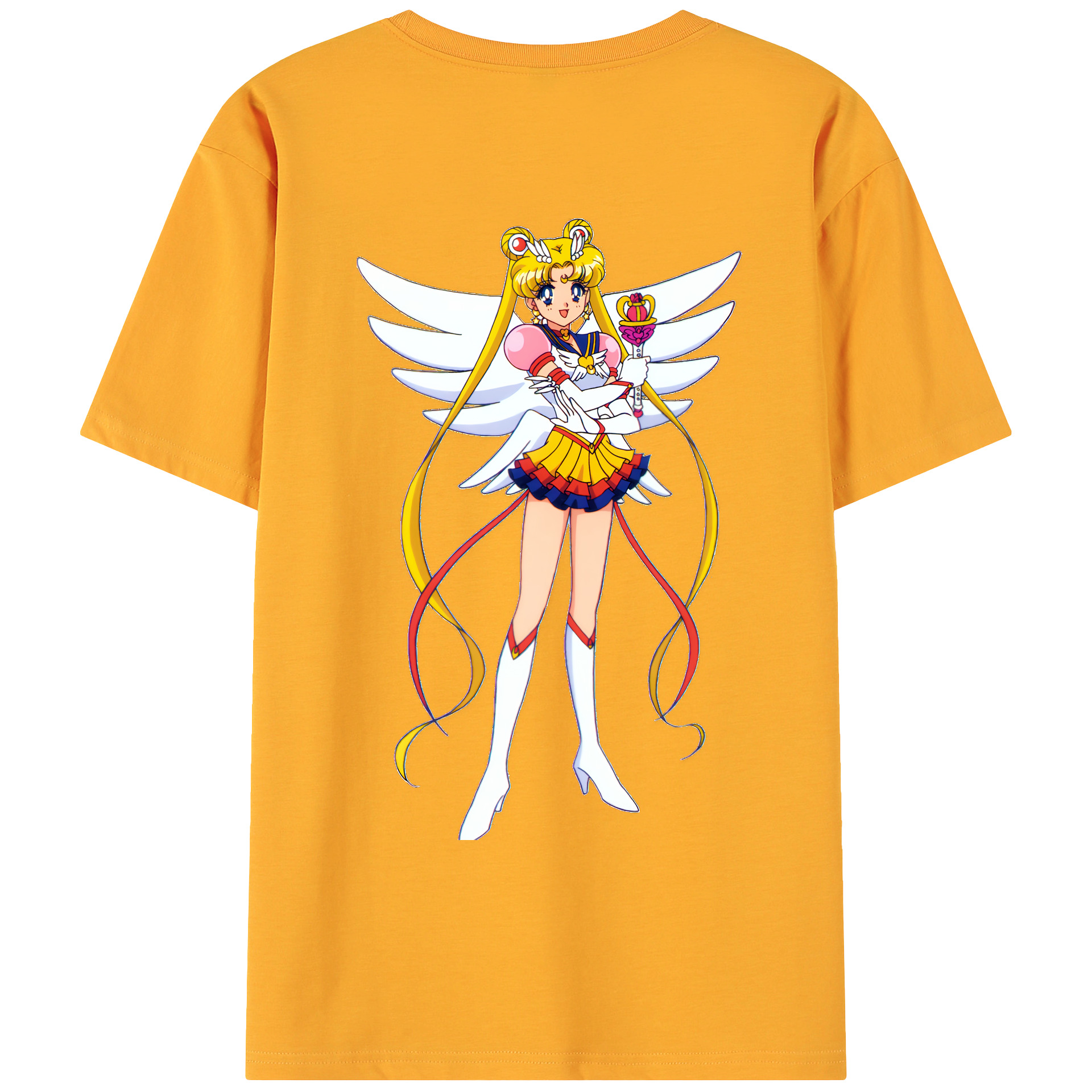（画像用） 美少女戦士セーラームーン 月野 うさぎ つきの うさぎ Sailor Moon Tsukino Usagi 綿100％ メンズ半袖Tシャツ（バックプリント） 通気性