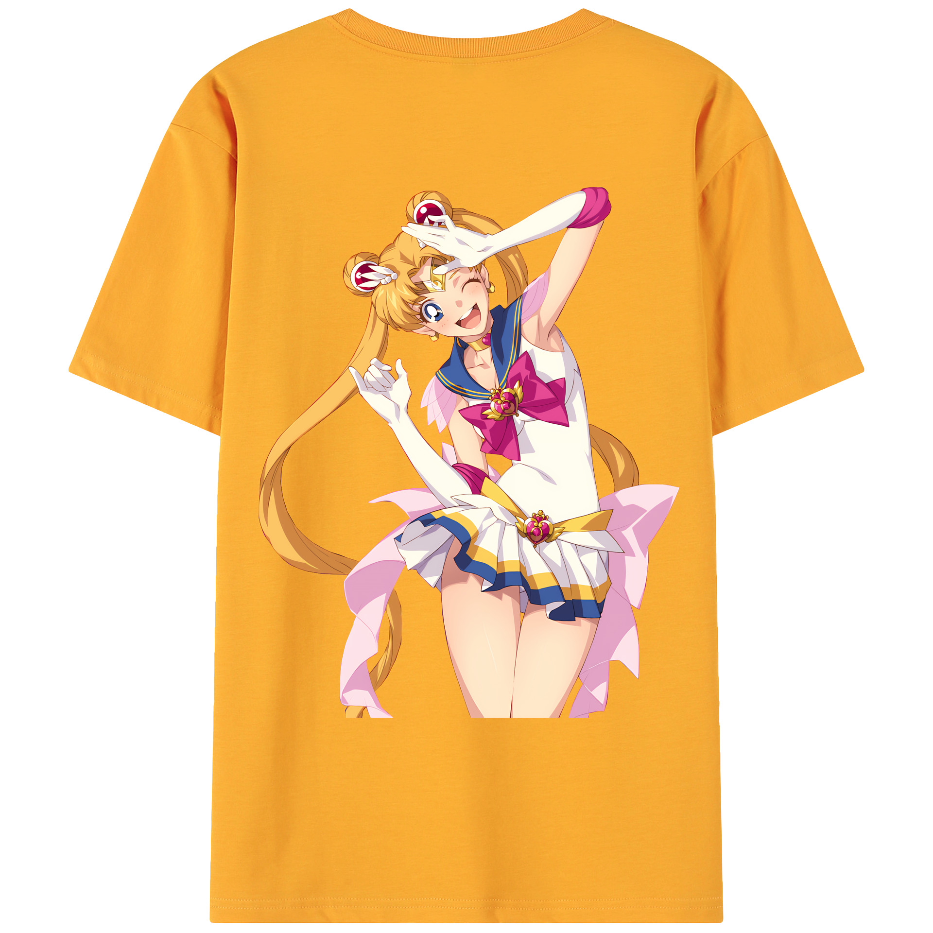 （画像用） 美少女戦士セーラームーン 月野 うさぎ つきの うさぎ Sailor Moon Tsukino Usagi 綿100％ メンズ半袖Tシャツ（バックプリント） 通気性