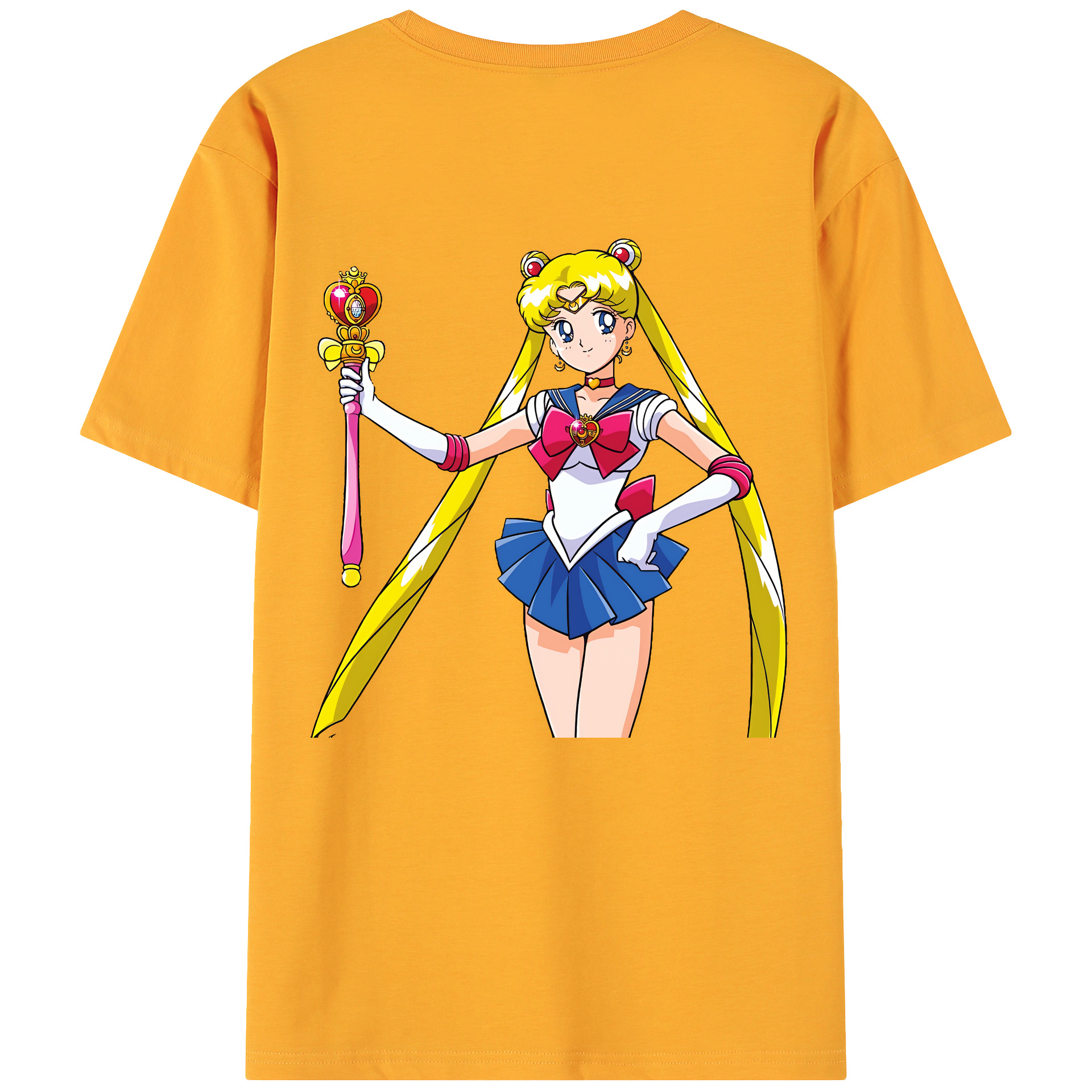 （画像用） 美少女戦士セーラームーン 月野 うさぎ つきの うさぎ Sailor Moon Tsukino Usagi 綿100％ メンズ半袖Tシャツ（バックプリント） 通気性