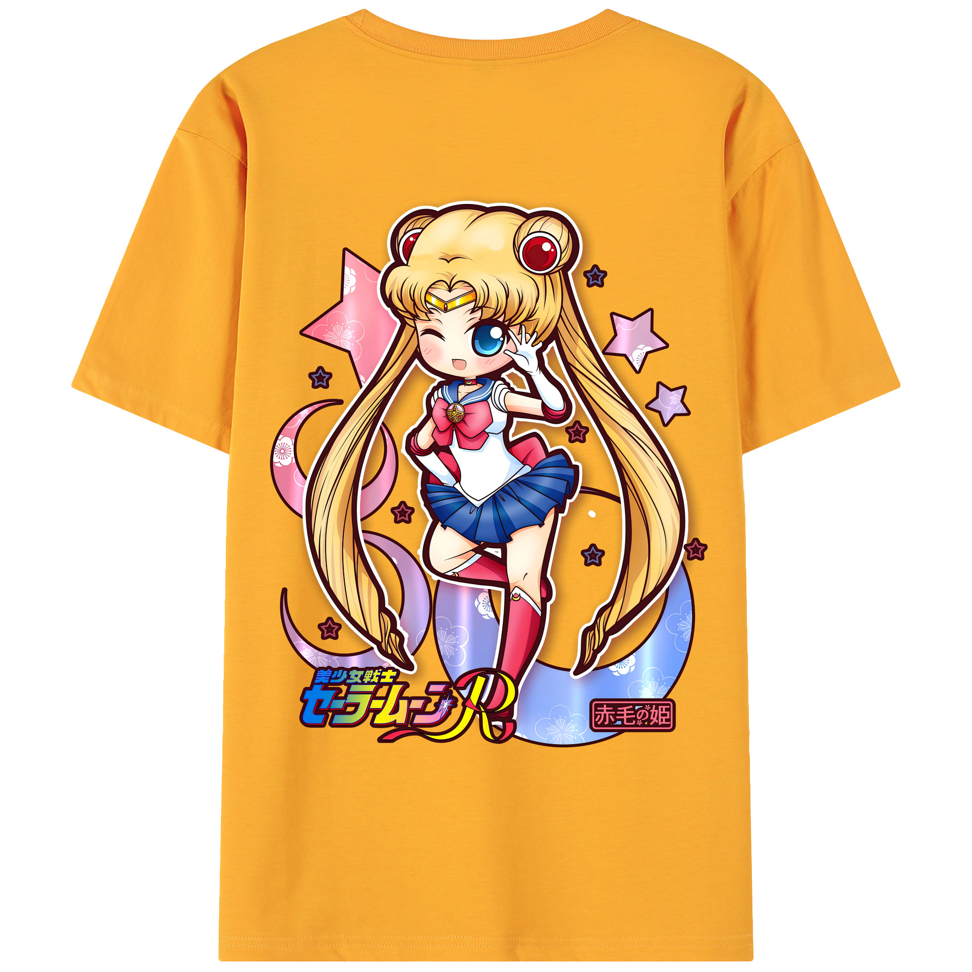 （画像用） 美少女戦士セーラームーン 月野 うさぎ つきの うさぎ Sailor Moon Tsukino Usagi 綿100％ メンズ半袖Tシャツ（バックプリント） 通気性
