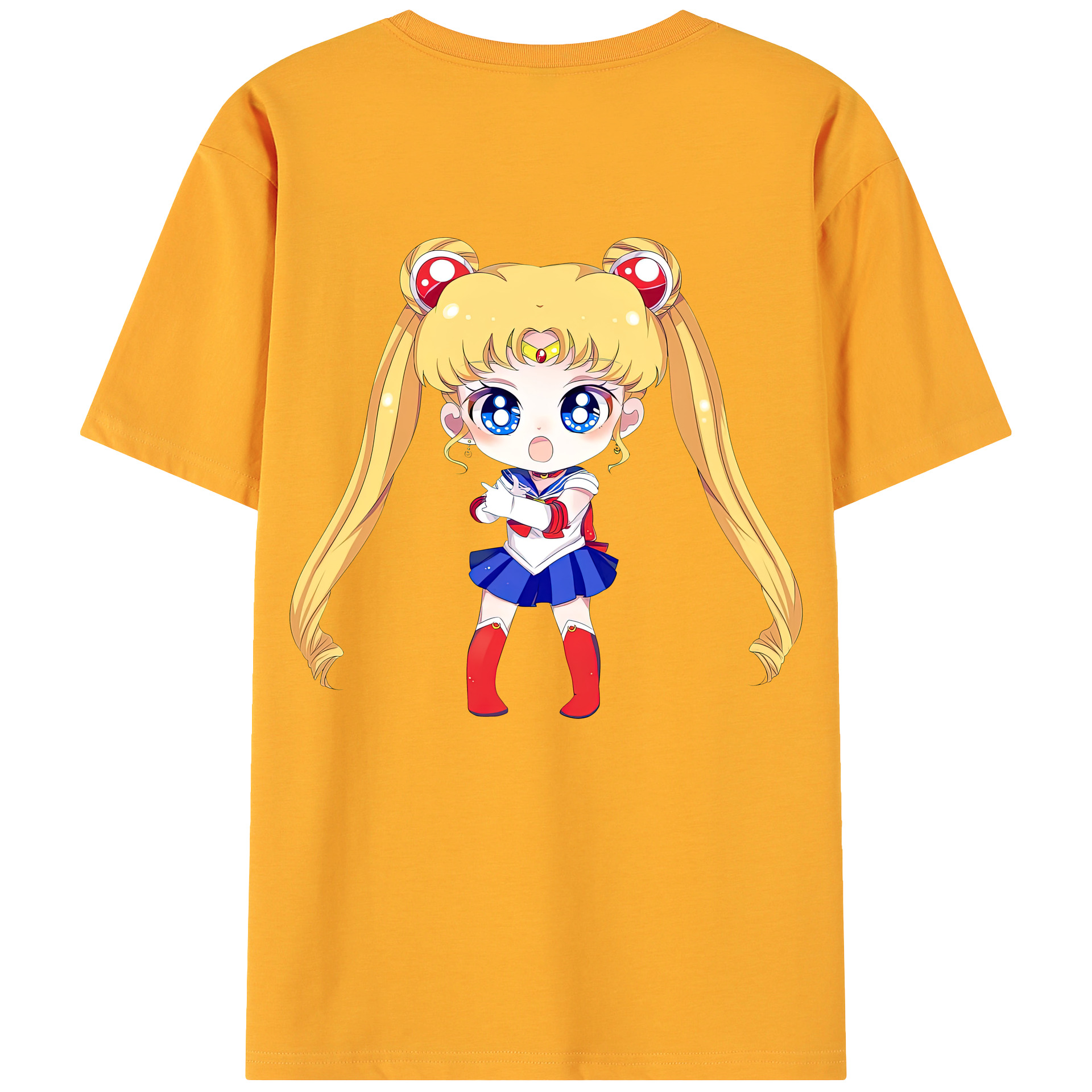（画像用） 美少女戦士セーラームーン 月野 うさぎ つきの うさぎ Sailor Moon Tsukino Usagi 綿100％ メンズ半袖Tシャツ（バックプリント） 通気性