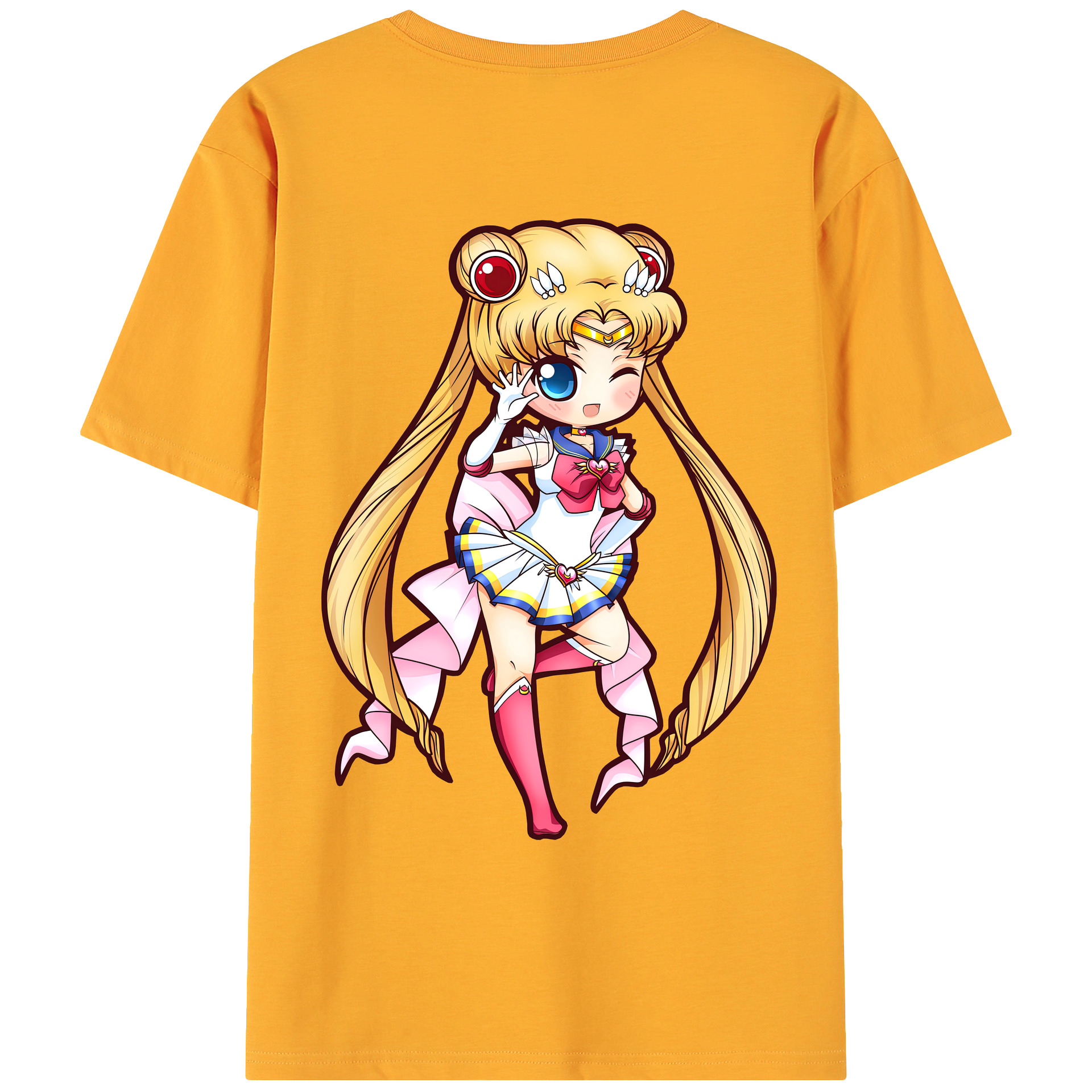 （画像用） 美少女戦士セーラームーン 月野 うさぎ つきの うさぎ Sailor Moon Tsukino Usagi 綿100％ メンズ半袖Tシャツ（バックプリント） 通気性