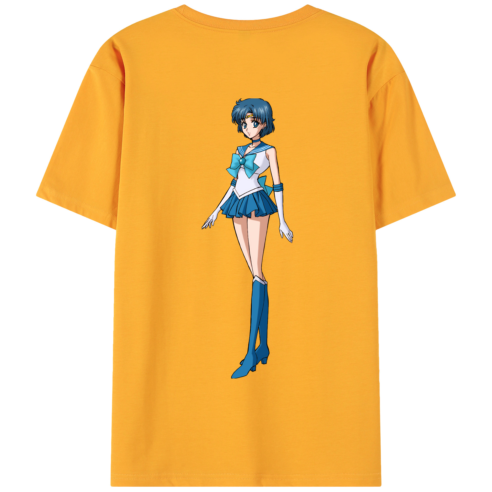 （画像用） 美少女戦士セーラームーン 水野 亜美 みずの あみ Sailor Moon Mizuno Ami 綿100％ メンズ半袖Tシャツ（バックプリント） 通気性