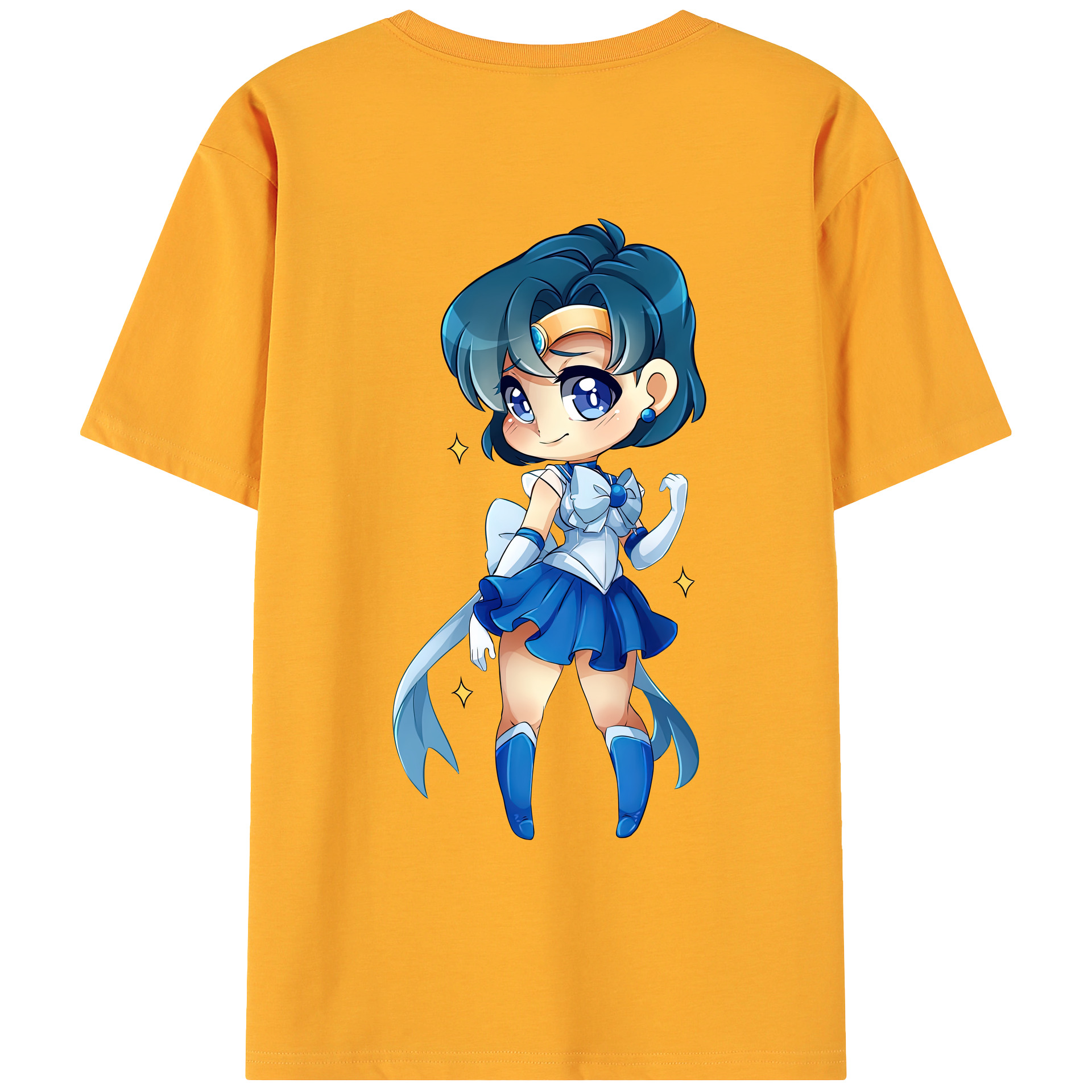 （画像用） 美少女戦士セーラームーン 水野 亜美 みずの あみ Sailor Moon Mizuno Ami 綿100％ メンズ半袖Tシャツ（バックプリント） 通気性