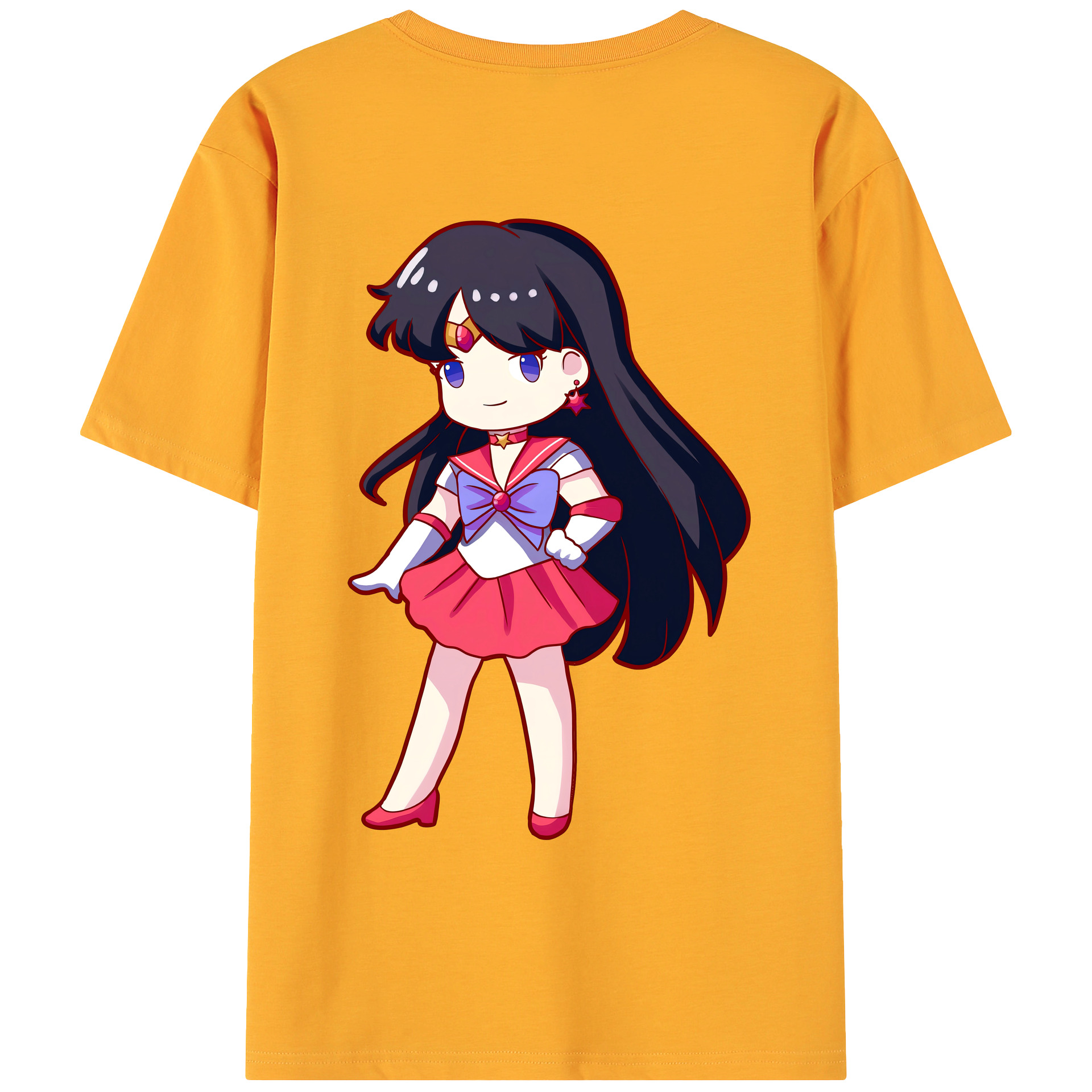 （画像用） 美少女戦士セーラームーン 火野レイ ひの レイ Sailor Moon Hino Rei （セーラーマーズ,Sailor Mars） 綿100％ メンズ半袖Tシャツ（バックプリント） 通気性