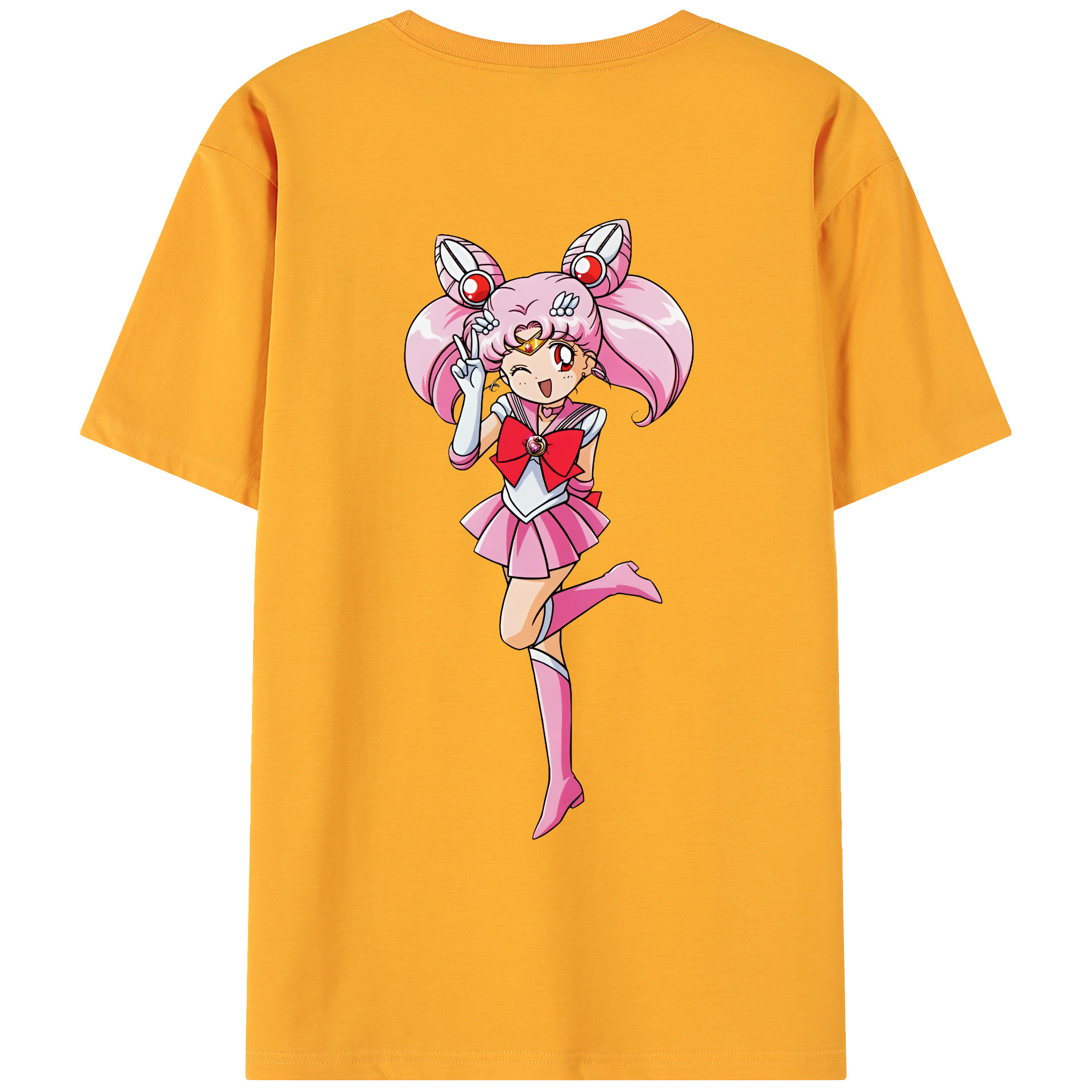 （画像用） 美少女戦士セーラームーン ちびうさ Sailor Moon Chibiusa Tsukino Usagi Small Lady Serenity 綿100％ メンズ半袖Tシャツ（バックプリント） 通気性
