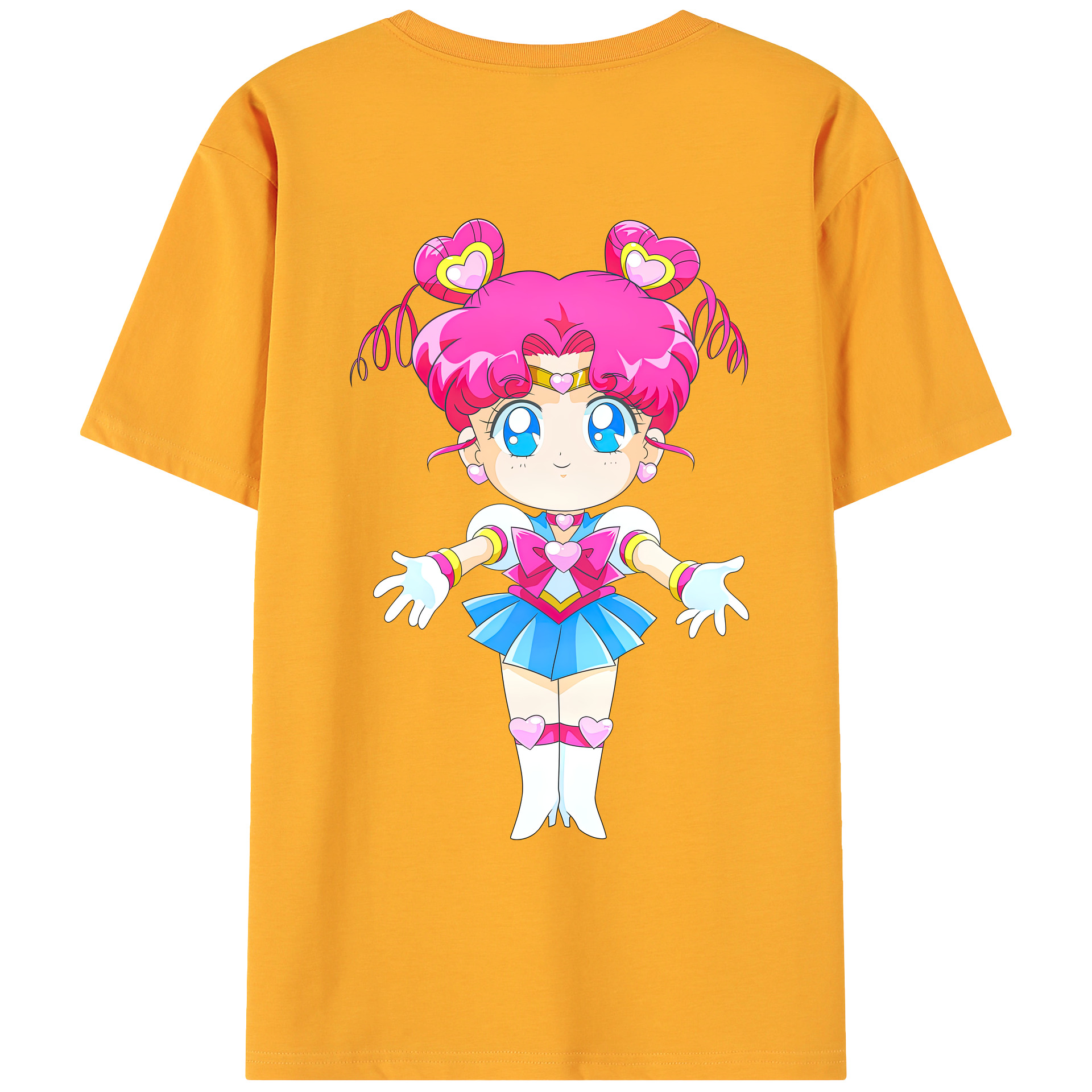 （画像用） 美少女戦士セーラームーン ちびうさ Sailor Moon Chibiusa Tsukino Usagi Small Lady Serenity 綿100％ メンズ半袖Tシャツ（バックプリント） 通気性