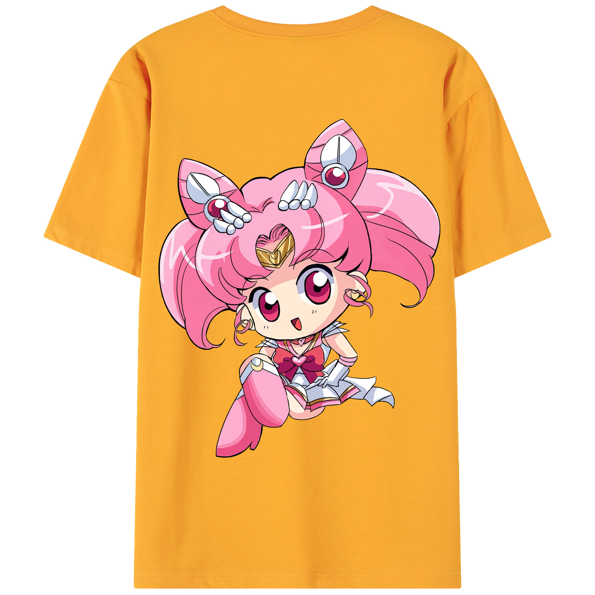 （画像用） 美少女戦士セーラームーン ちびうさ Sailor Moon Chibiusa Tsukino Usagi Small Lady Serenity 綿100％ メンズ半袖Tシャツ（バックプリント） 通気性