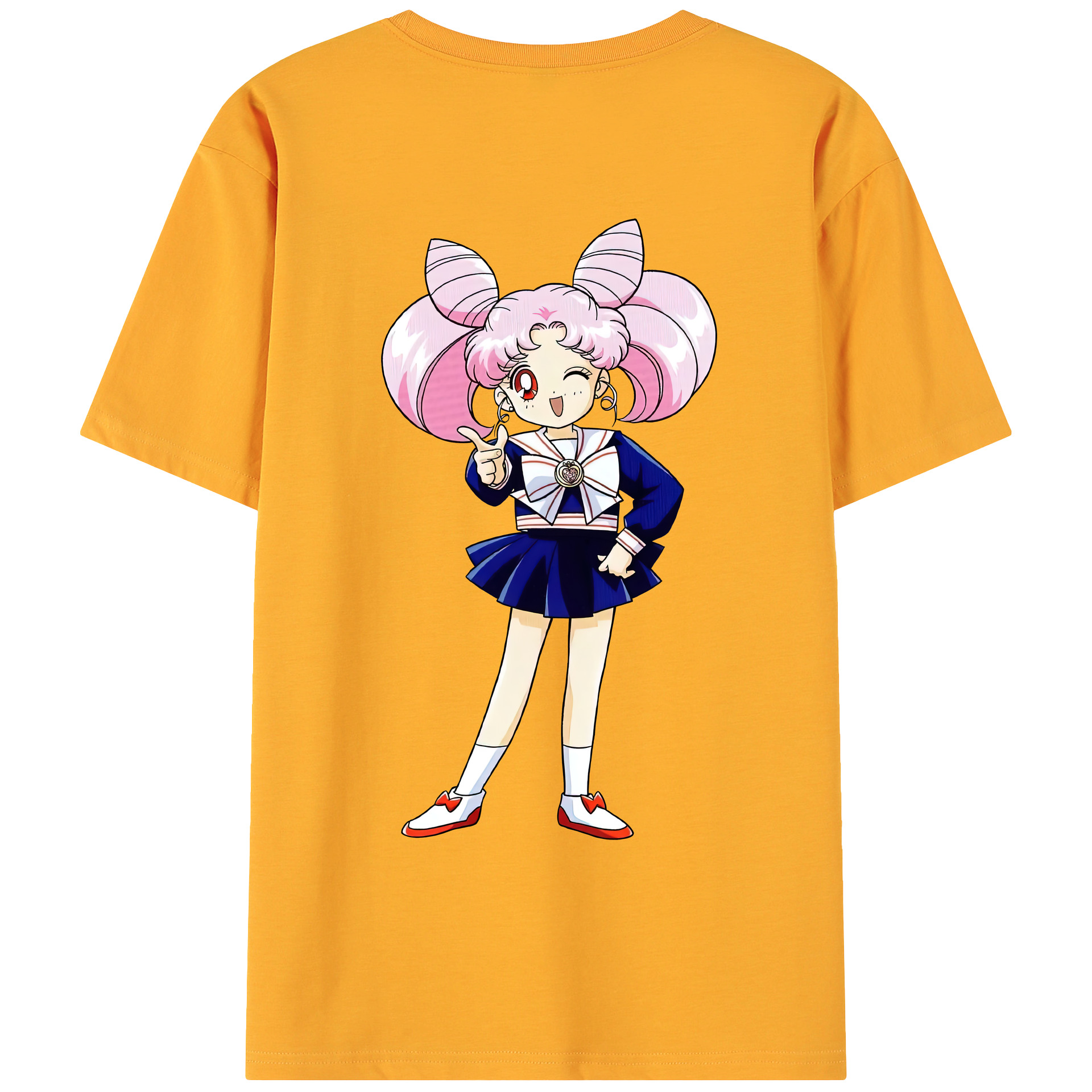 （画像用） 美少女戦士セーラームーン ちびうさ Sailor Moon Chibiusa Tsukino Usagi Small Lady Serenity 綿100％ メンズ半袖Tシャツ（バックプリント） 通気性