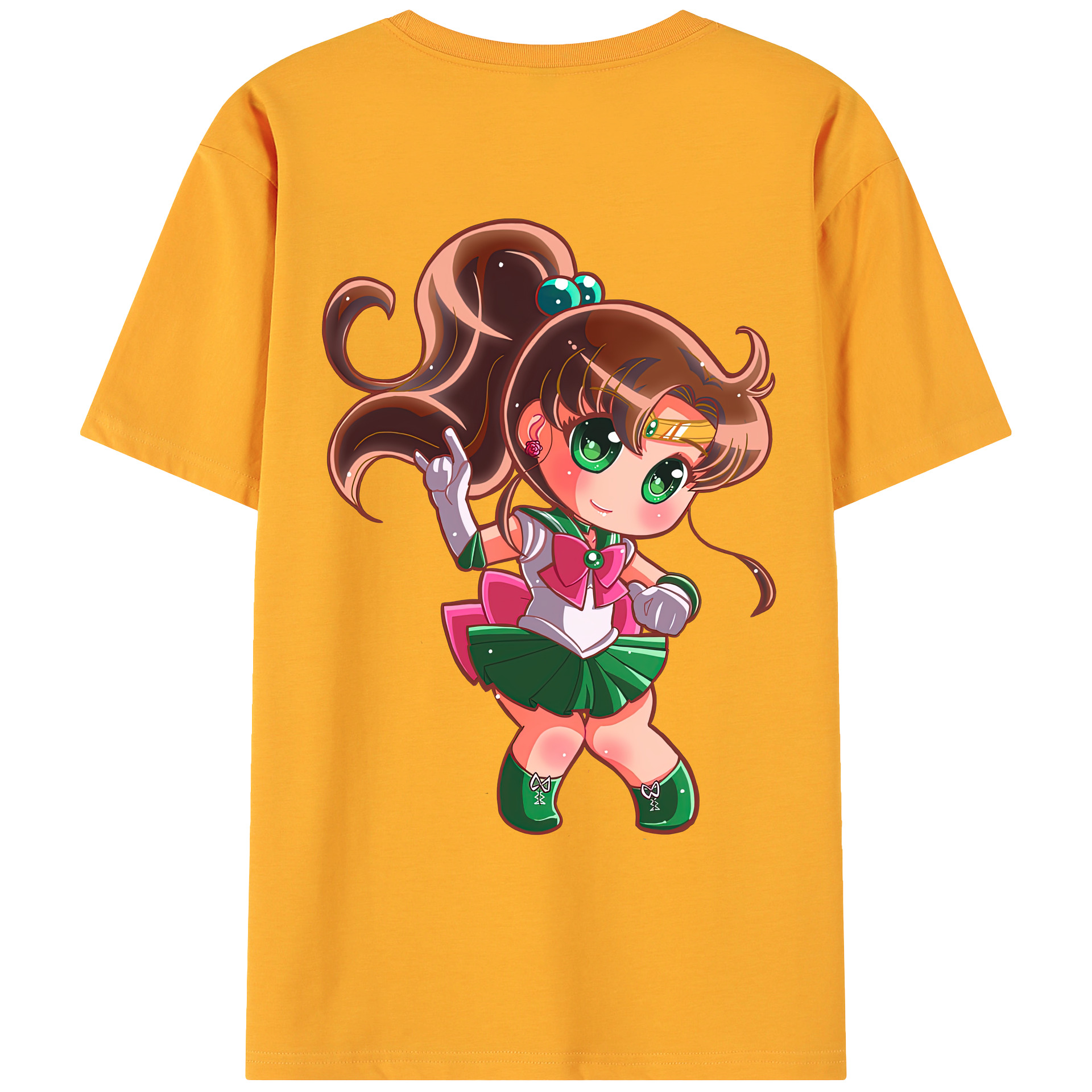 （画像用） 美少女戦士セーラームーン 木野 まこと きの まこと Sailor Moon Kino Makoto （セーラージュピター；Sailor Jupiter） 綿100％ メンズ半袖Tシャツ（バックプリント） 通気性