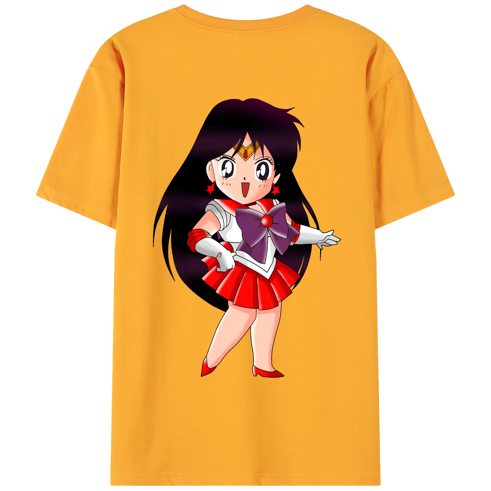 （画像用） 美少女戦士セーラームーン 火野レイ ひの レイ Sailor Moon Hino Rei （セーラーマーズ,Sailor Mars） 綿100％ メンズ半袖Tシャツ（バックプリント） 通気性