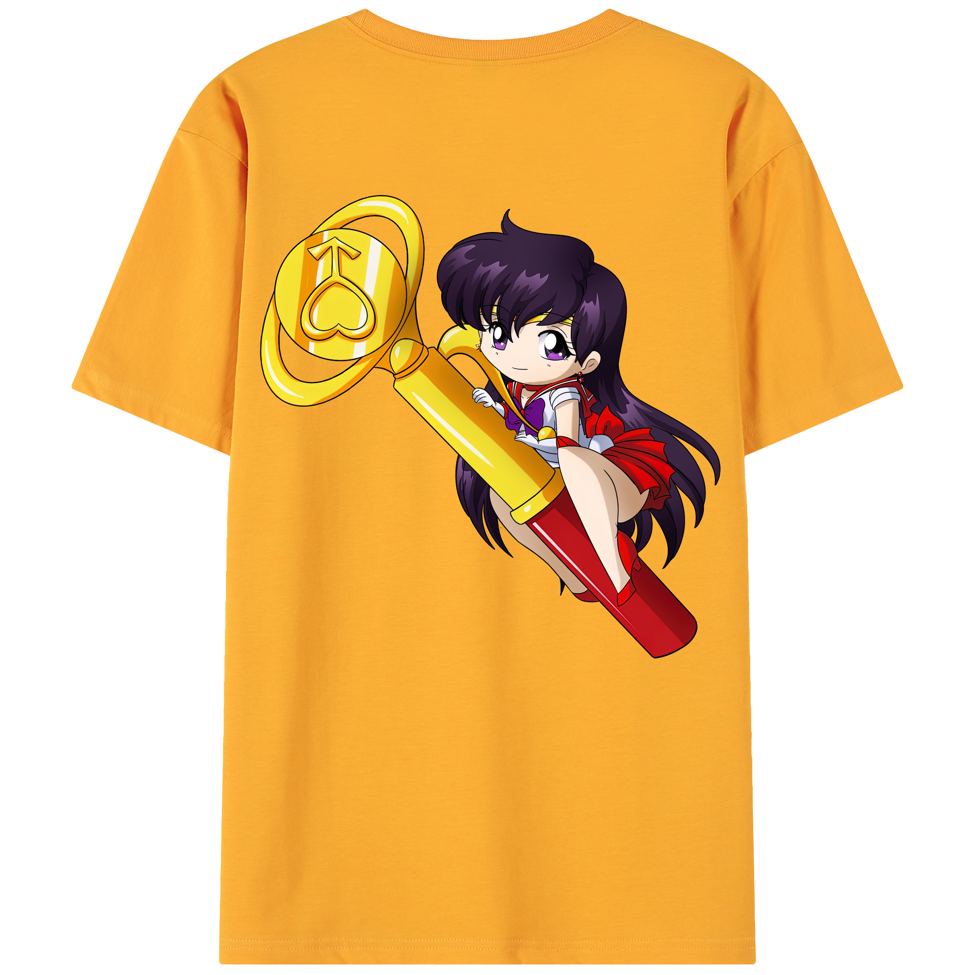 （画像用） 美少女戦士セーラームーン 火野レイ ひの レイ Sailor Moon Hino Rei （セーラーマーズ,Sailor Mars） 綿100％ メンズ半袖Tシャツ（バックプリント） 通気性
