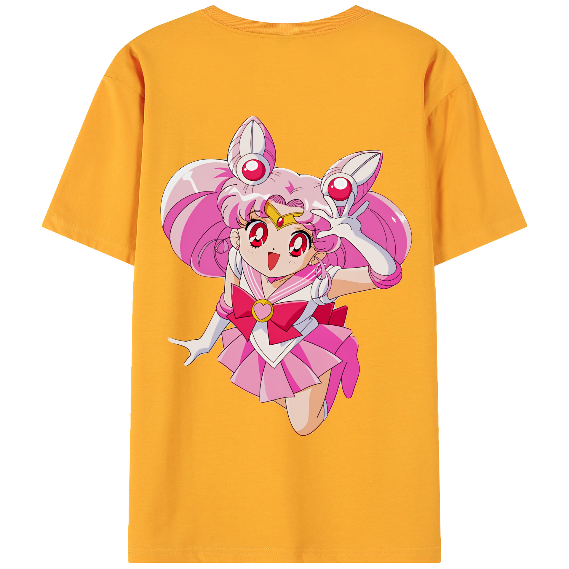 （画像用） 美少女戦士セーラームーン ちびうさ Sailor Moon Chibiusa Tsukino Usagi Small Lady Serenity 綿100％ メンズ半袖Tシャツ（バックプリント） 通気性