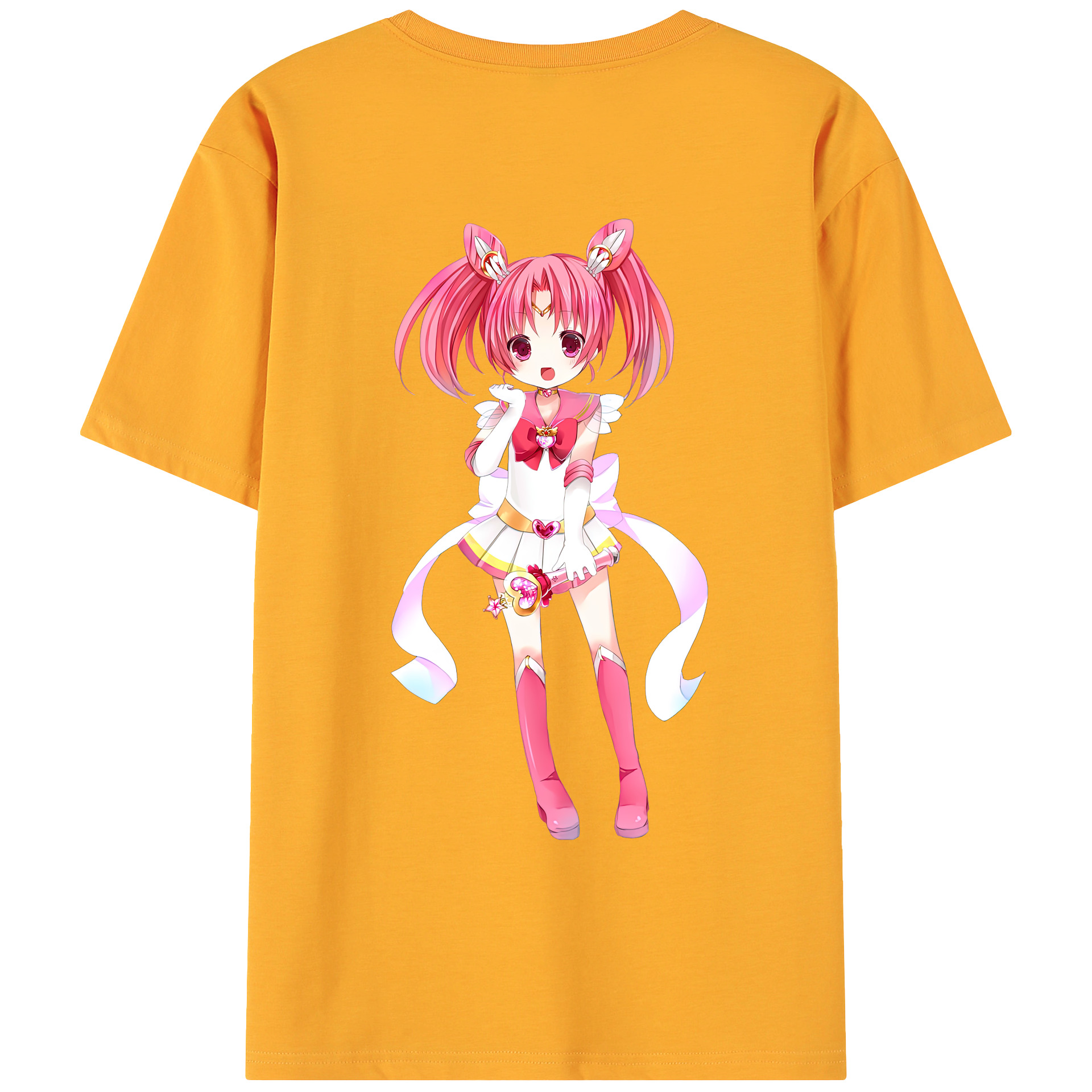 （画像用） 美少女戦士セーラームーン ちびうさ Sailor Moon Chibiusa Tsukino Usagi Small Lady Serenity 綿100％ メンズ半袖Tシャツ（バックプリント） 通気性