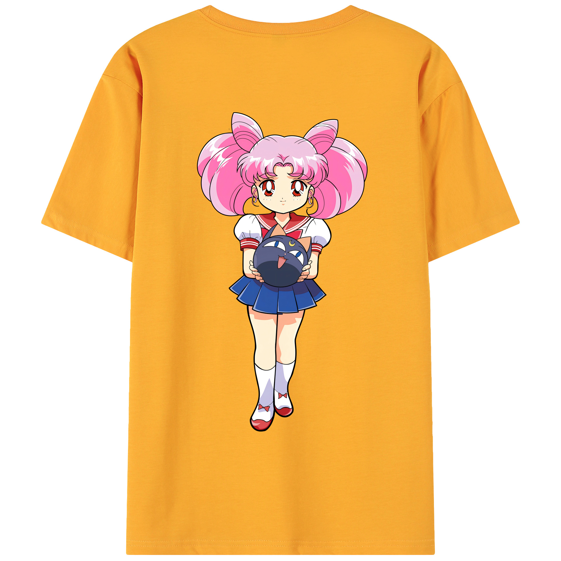 （画像用） 美少女戦士セーラームーン ちびうさ Sailor Moon Chibiusa Tsukino Usagi Small Lady Serenity 綿100％ メンズ半袖Tシャツ（バックプリント） 通気性