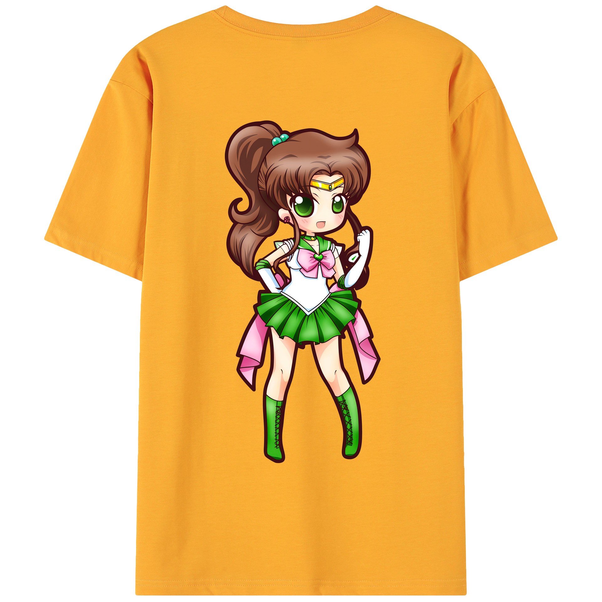 （画像用） 美少女戦士セーラームーン 木野 まこと きの まこと Sailor Moon Kino Makoto （セーラージュピター；Sailor Jupiter） 綿100％ メンズ半袖Tシャツ（バックプリント） 通気性