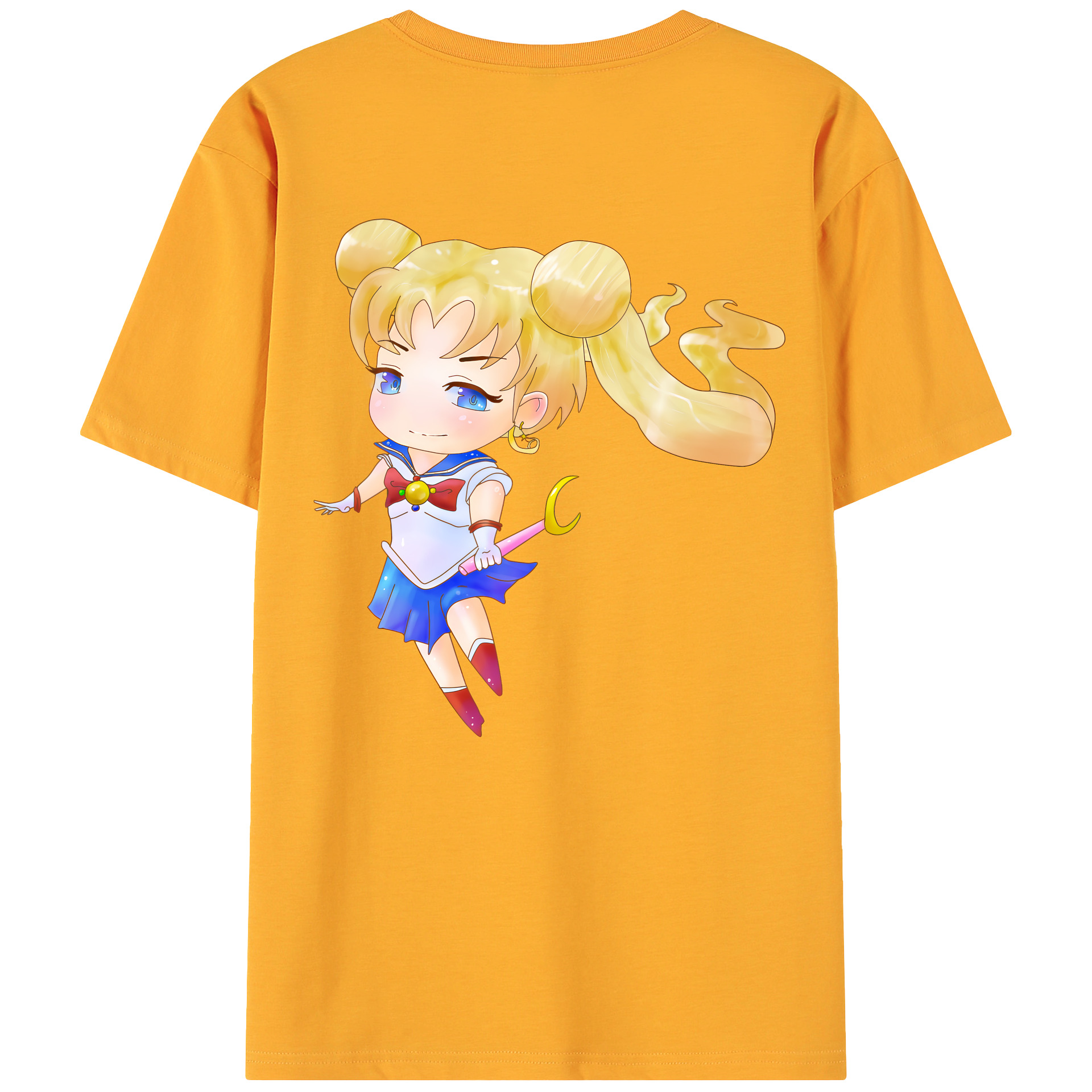（画像用） 美少女戦士セーラームーン 愛野 美奈子 あいの みなこ Sailor Moon Aino Minako 綿100％ メンズ半袖Tシャツ（バックプリント） 通気性