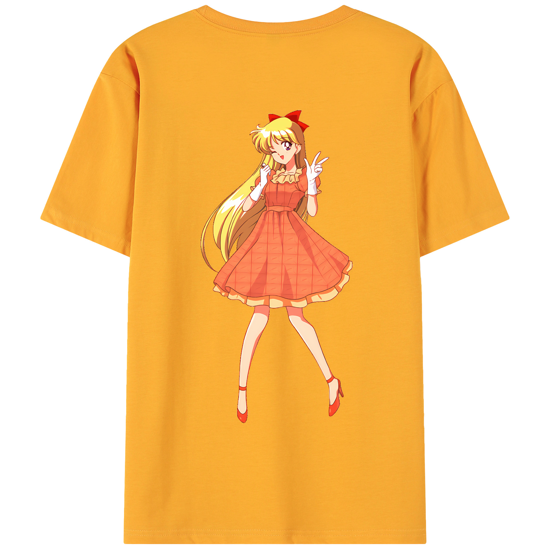 （画像用） 美少女戦士セーラームーン 愛野 美奈子 あいの みなこ Sailor Moon Aino Minako 綿100％ メンズ半袖Tシャツ（バックプリント） 通気性