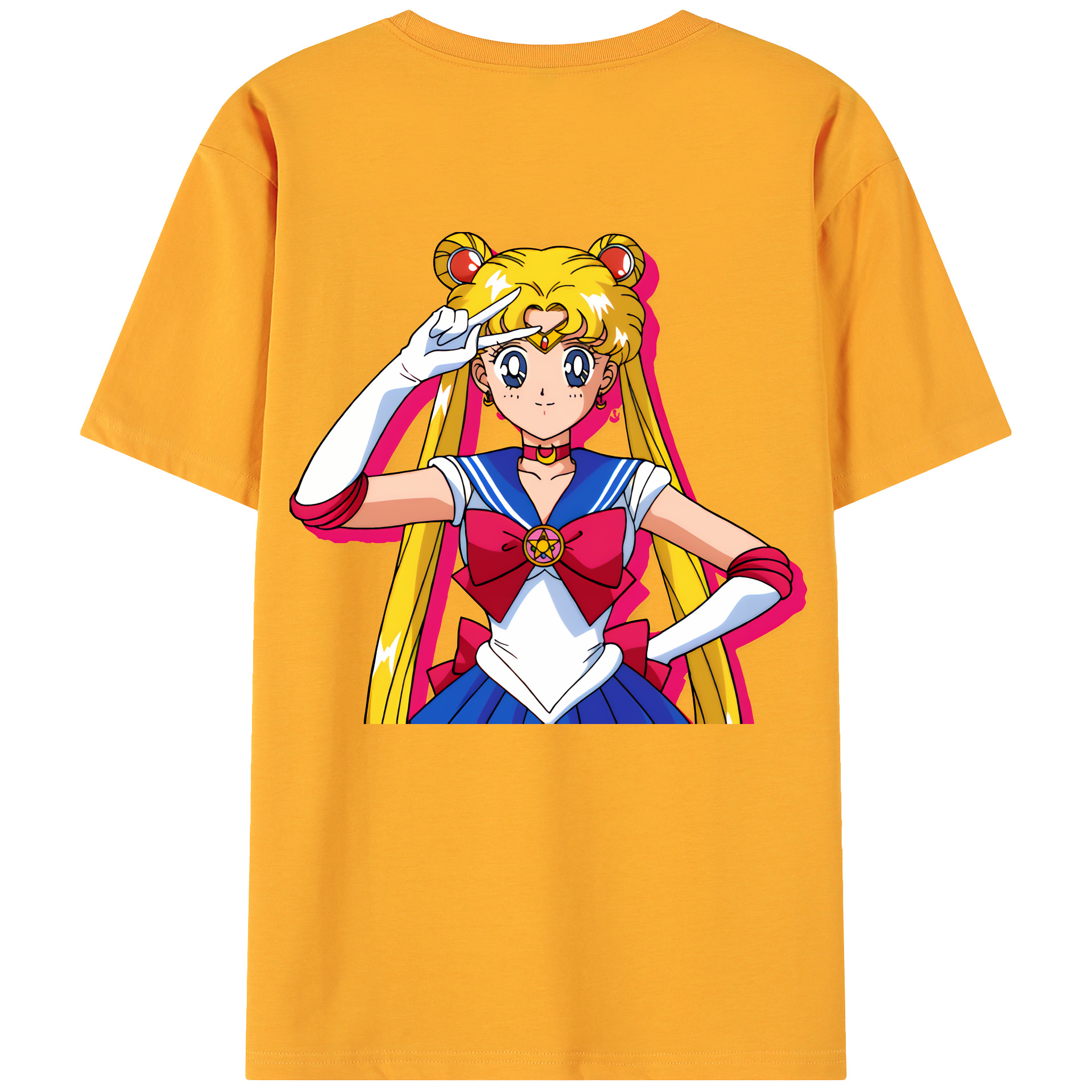 （画像用） 美少女戦士セーラームーン 月野 うさぎ つきの うさぎ Sailor Moon Tsukino Usagi 綿100％ メンズ半袖Tシャツ（バックプリント） 通気性