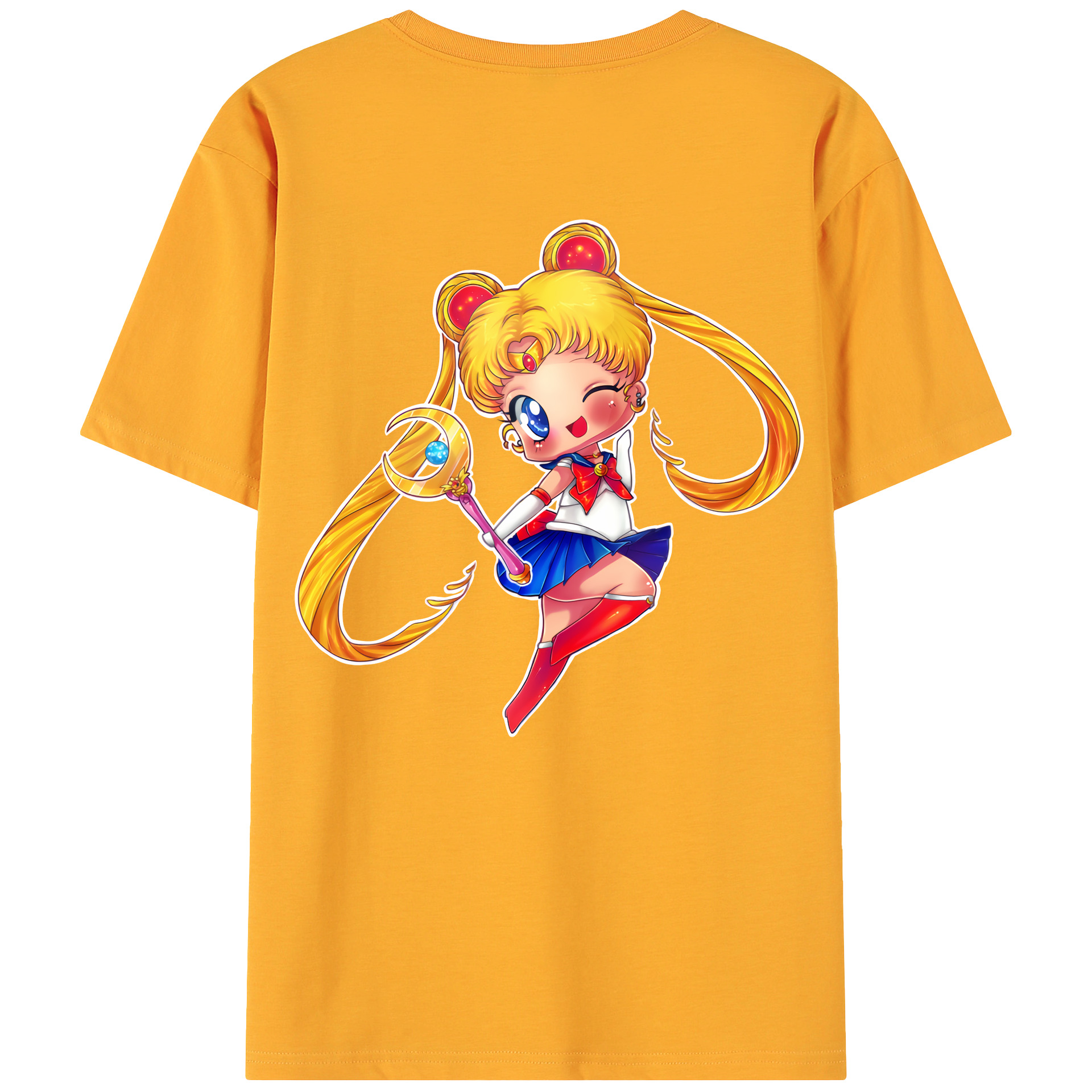 （画像用） 美少女戦士セーラームーン 月野 うさぎ つきの うさぎ Sailor Moon Tsukino Usagi 綿100％ メンズ半袖Tシャツ（バックプリント） 通気性