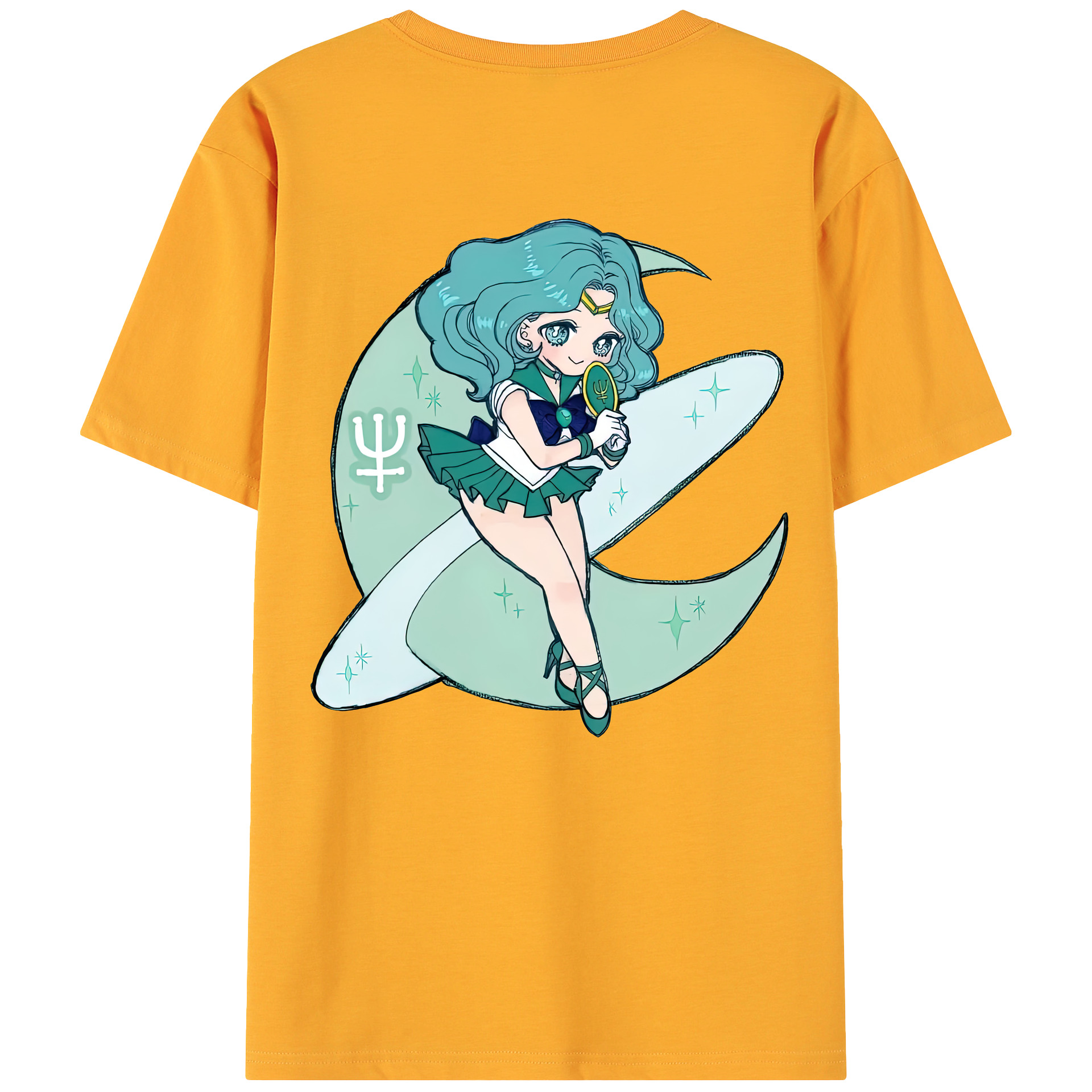 （画像用） 美少女戦士セーラームーン 海王 みちる（かいおう みちる） Sailor Moon Kaiou Michiru 綿100％ メンズ半袖Tシャツ（バックプリント） 通気性
