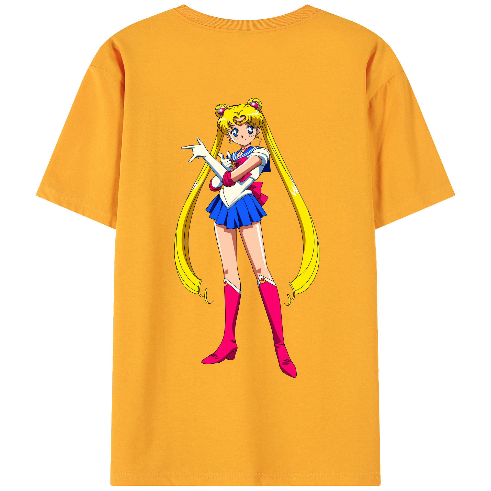 （画像用） 美少女戦士セーラームーン 月野 うさぎ つきの うさぎ Sailor Moon Tsukino Usagi 綿100％ メンズ半袖Tシャツ（バックプリント） 通気性