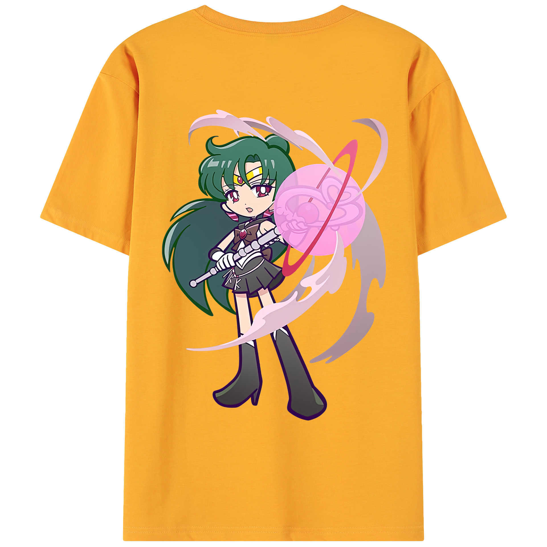 （画像用） 美少女戦士セーラームーン 冥王せつな Sailor Moon Meiou Setsuna 綿100％ メンズ半袖Tシャツ（バックプリント） 通気性