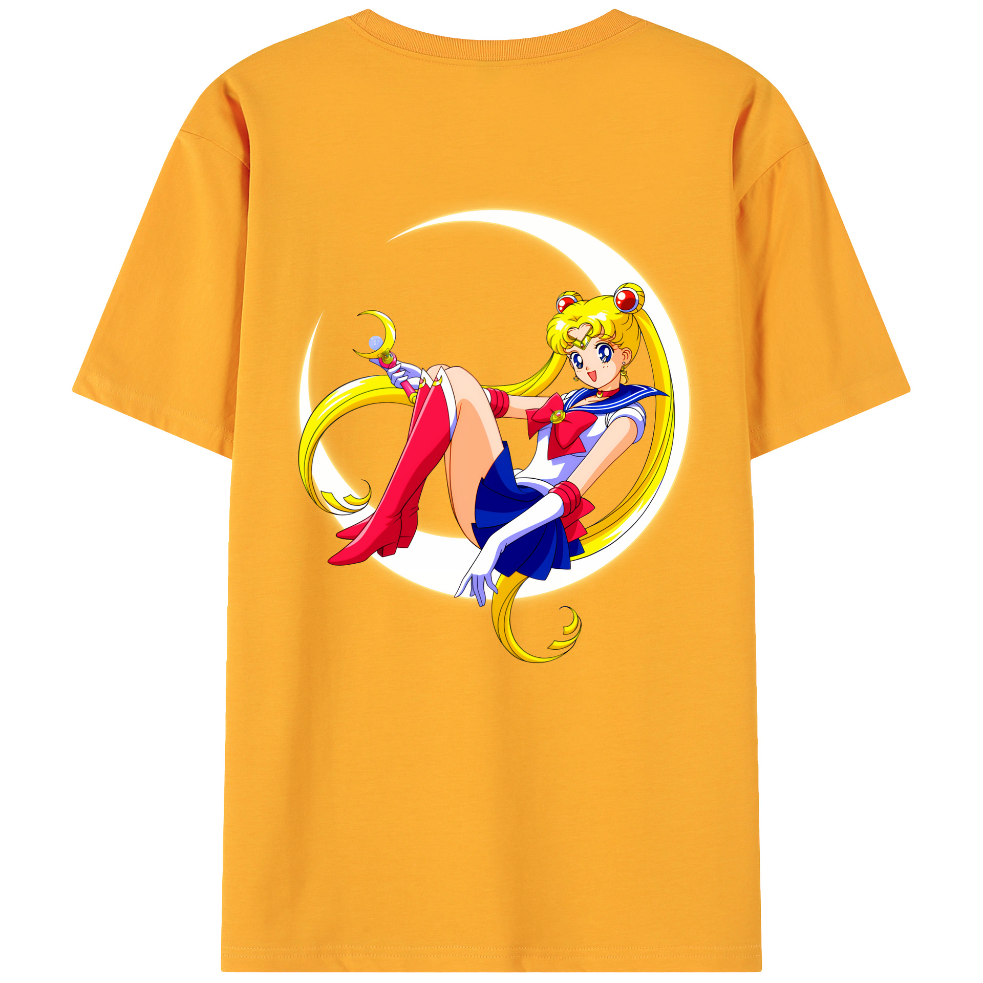 （画像用） 美少女戦士セーラームーン 月野 うさぎ つきの うさぎ Sailor Moon Tsukino Usagi 綿100％ メンズ半袖Tシャツ（バックプリント） 通気性