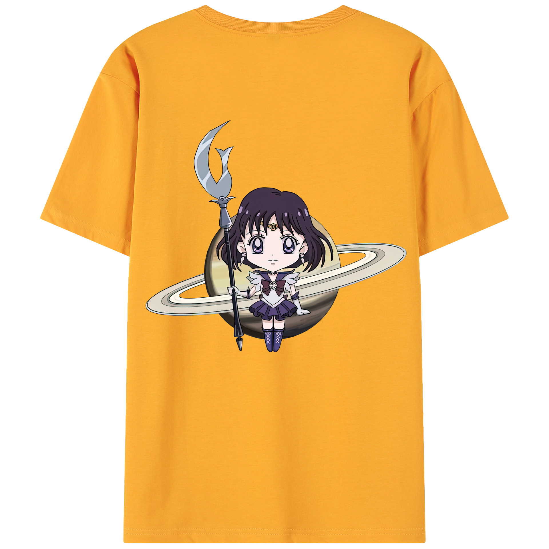 （画像用） 美少女戦士セーラームーン 土萠ほたる Sailor Moon Tomoe Hotaru （セーラーサターン；Sailor Saturn） 綿100％ メンズ半袖Tシャツ（バックプリント） 通気性