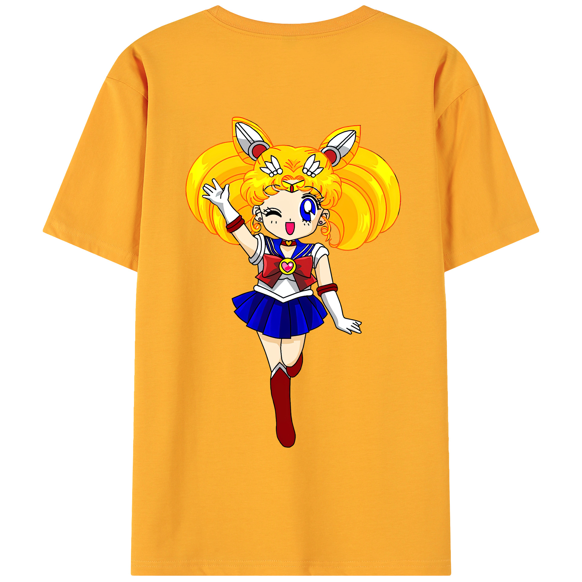（画像用） 美少女戦士セーラームーン 月野 うさぎ つきの うさぎ Sailor Moon Tsukino Usagi 綿100％ メンズ半袖Tシャツ（バックプリント） 通気性