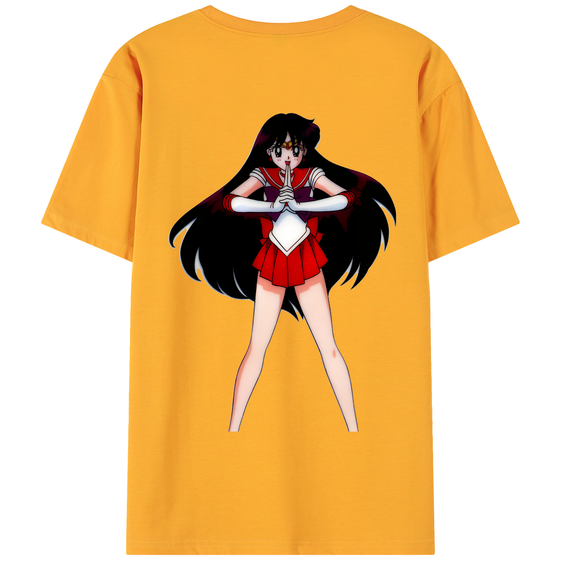 （画像用） 美少女戦士セーラームーン 火野レイ ひの レイ Sailor Moon Hino Rei （セーラーマーズ,Sailor Mars） 綿100％ メンズ半袖Tシャツ（バックプリント） 通気性