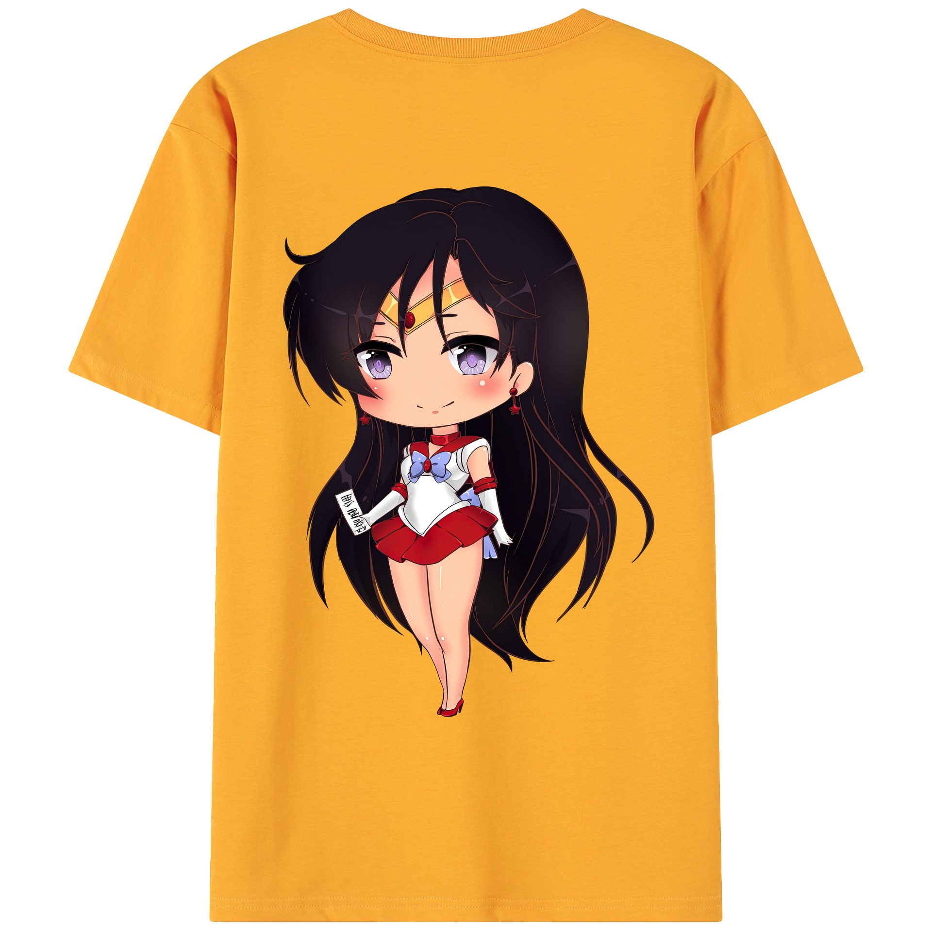 （画像用） 美少女戦士セーラームーン 火野レイ ひの レイ Sailor Moon Hino Rei （セーラーマーズ,Sailor Mars） 綿100％ メンズ半袖Tシャツ（バックプリント） 通気性