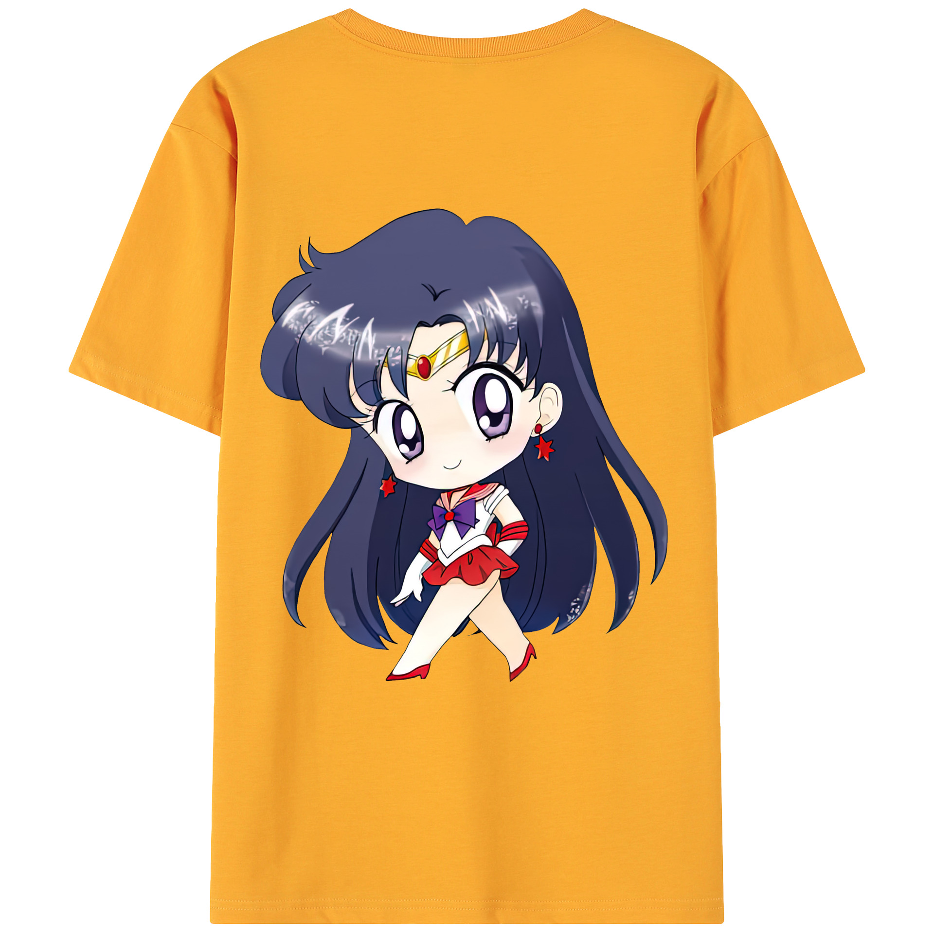 （画像用） 美少女戦士セーラームーン 火野レイ ひの レイ Sailor Moon Hino Rei （セーラーマーズ,Sailor Mars） 綿100％ メンズ半袖Tシャツ（バックプリント） 通気性
