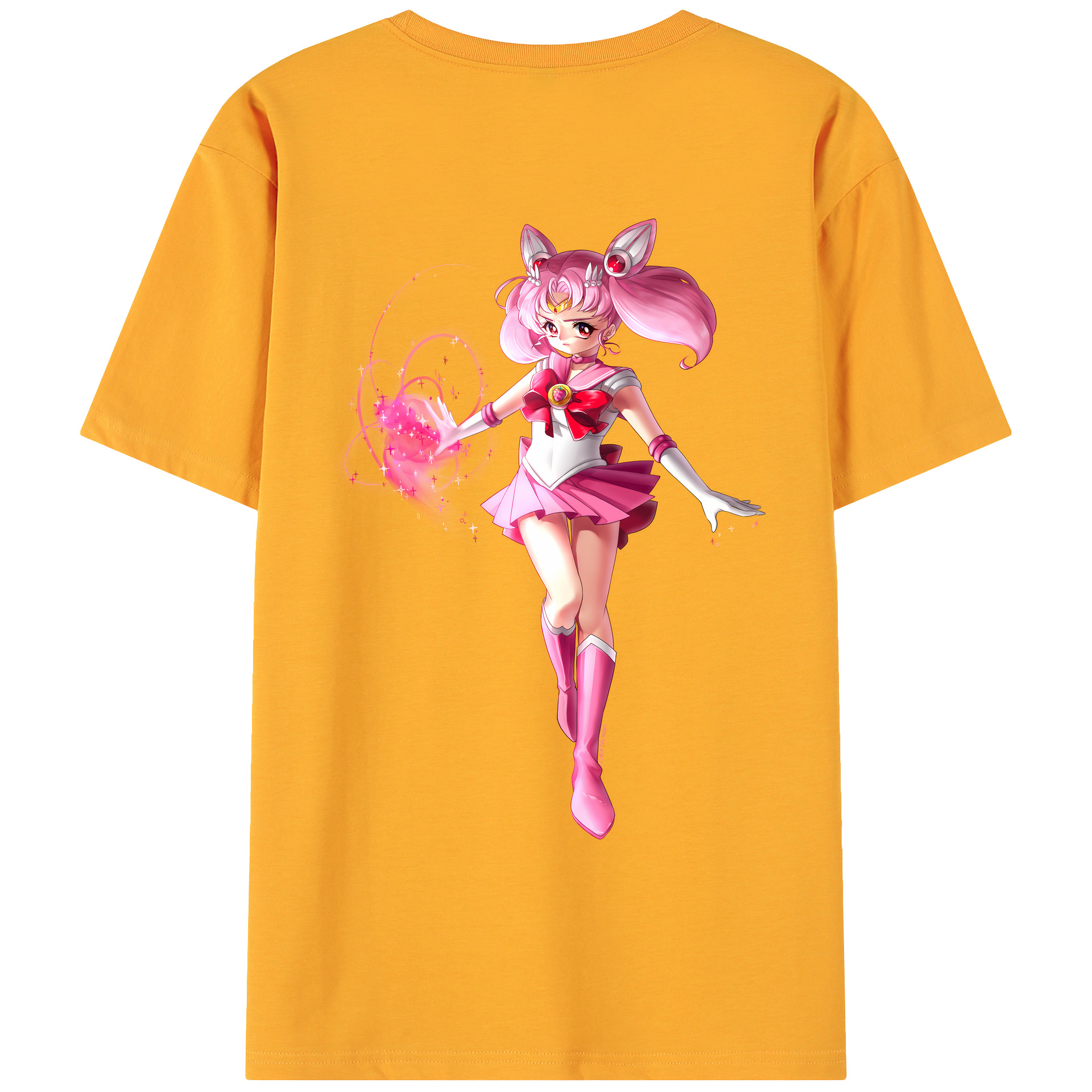 （画像用） 美少女戦士セーラームーン ちびうさ Sailor Moon Chibiusa Tsukino Usagi Small Lady Serenity 綿100％ メンズ半袖Tシャツ（バックプリント） 通気性