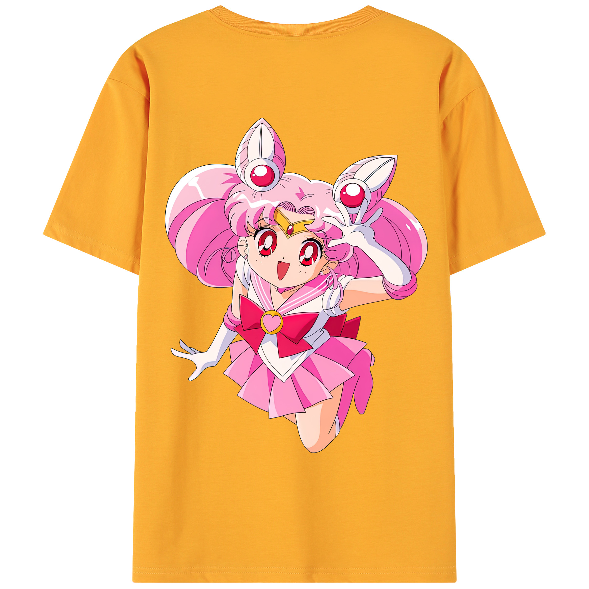 （画像用） 美少女戦士セーラームーン ちびうさ Sailor Moon Chibiusa Tsukino Usagi Small Lady Serenity 綿100％ メンズ半袖Tシャツ（バックプリント） 通気性