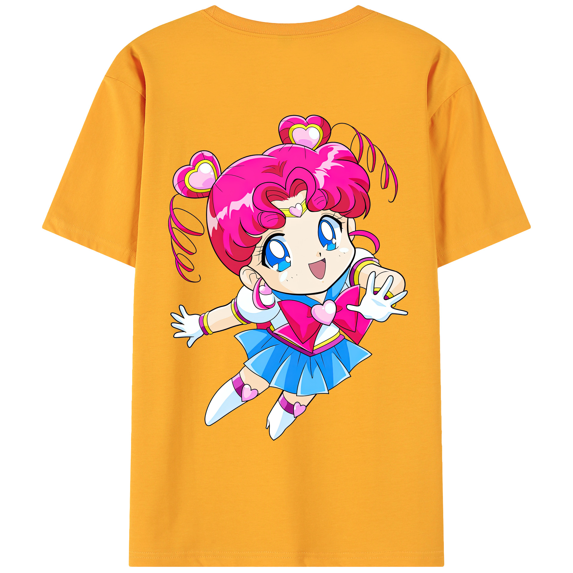 （画像用） 美少女戦士セーラームーン ちびうさ Sailor Moon Chibiusa Tsukino Usagi Small Lady Serenity 綿100％ メンズ半袖Tシャツ（バックプリント） 通気性