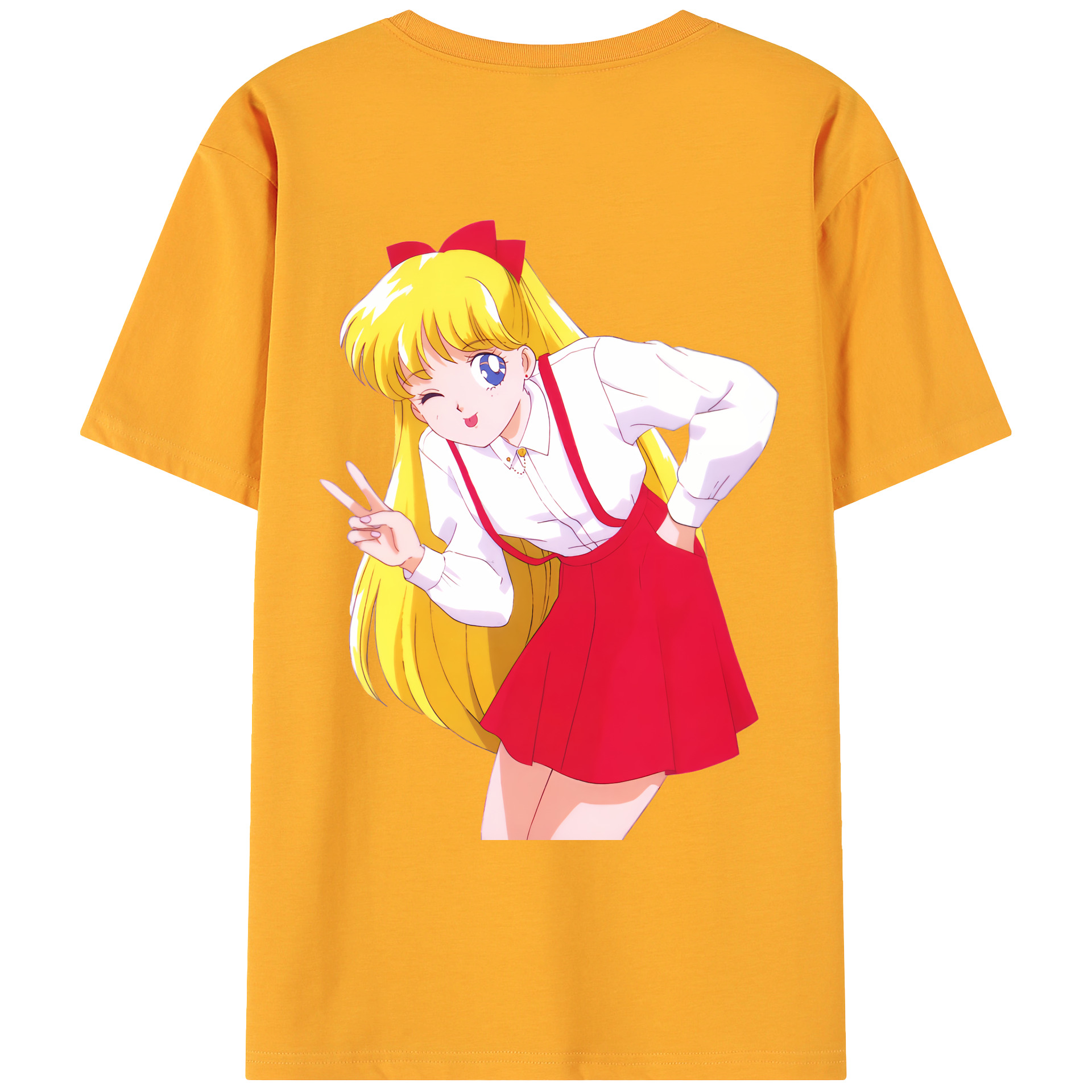 （画像用） 美少女戦士セーラームーン 愛野 美奈子 あいの みなこ Sailor Moon Aino Minako 綿100％ メンズ半袖Tシャツ（バックプリント） 通気性